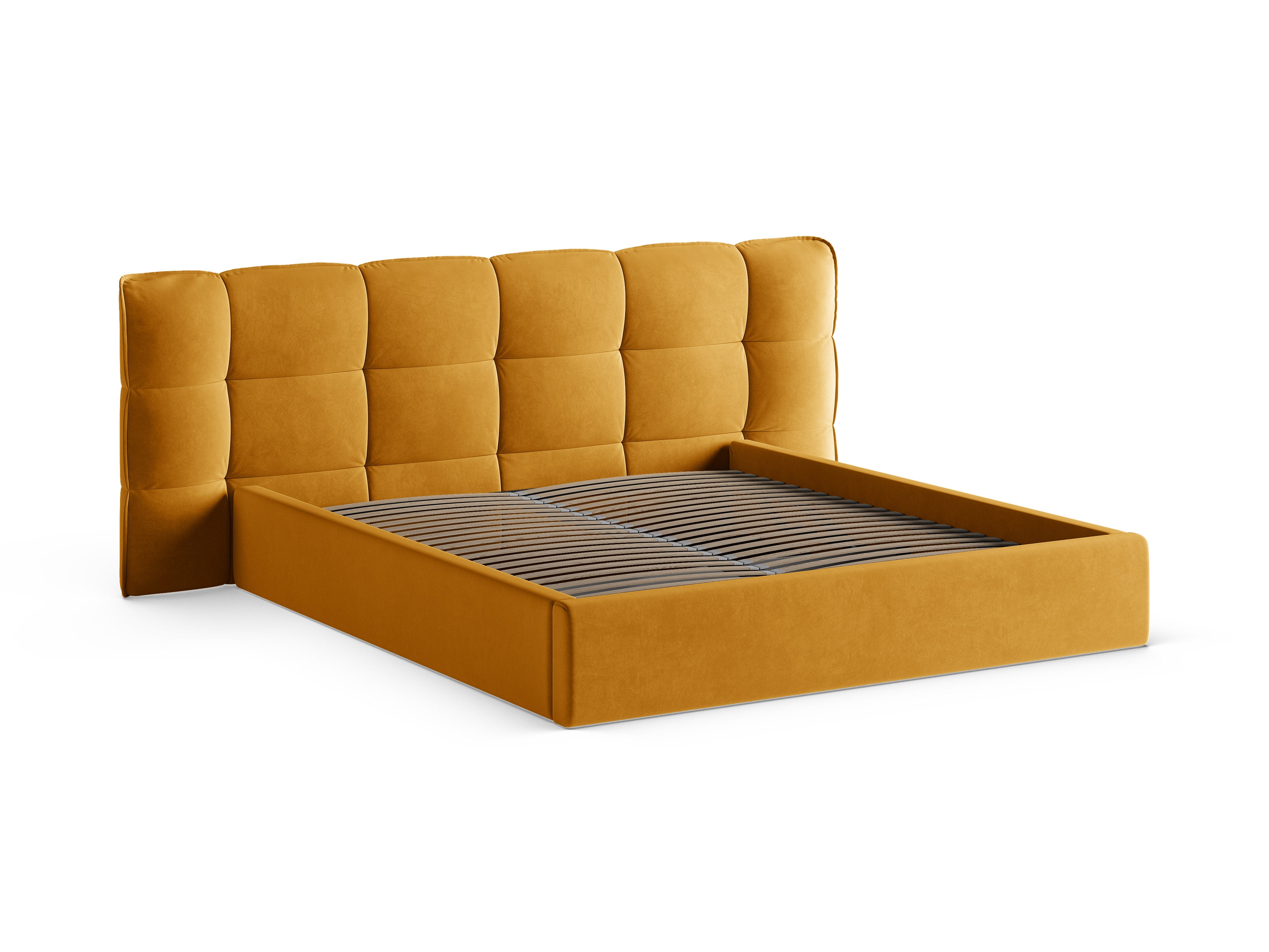 Velvet bed with storage ERIC yellow
