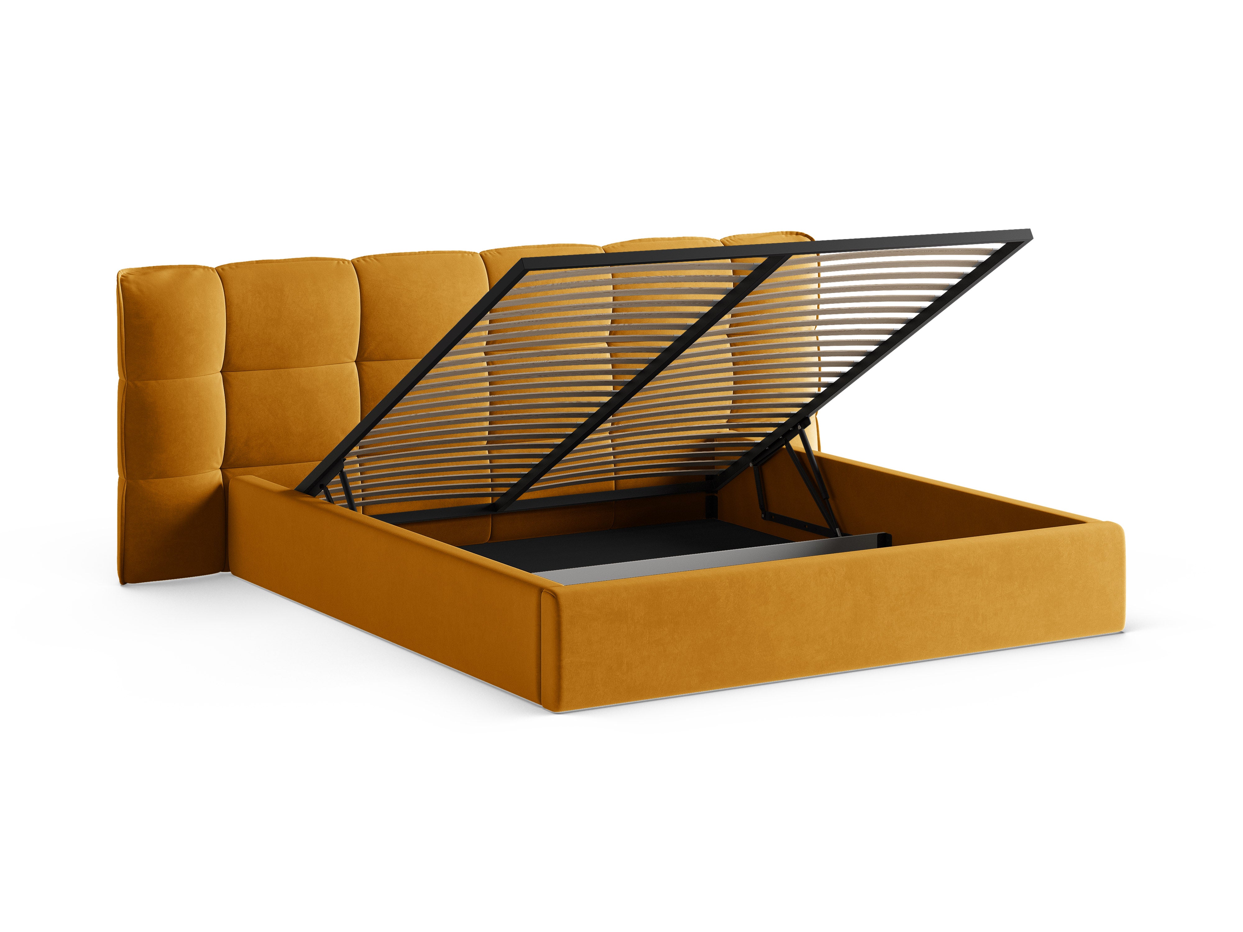 Velvet bed with storage ERIC yellow