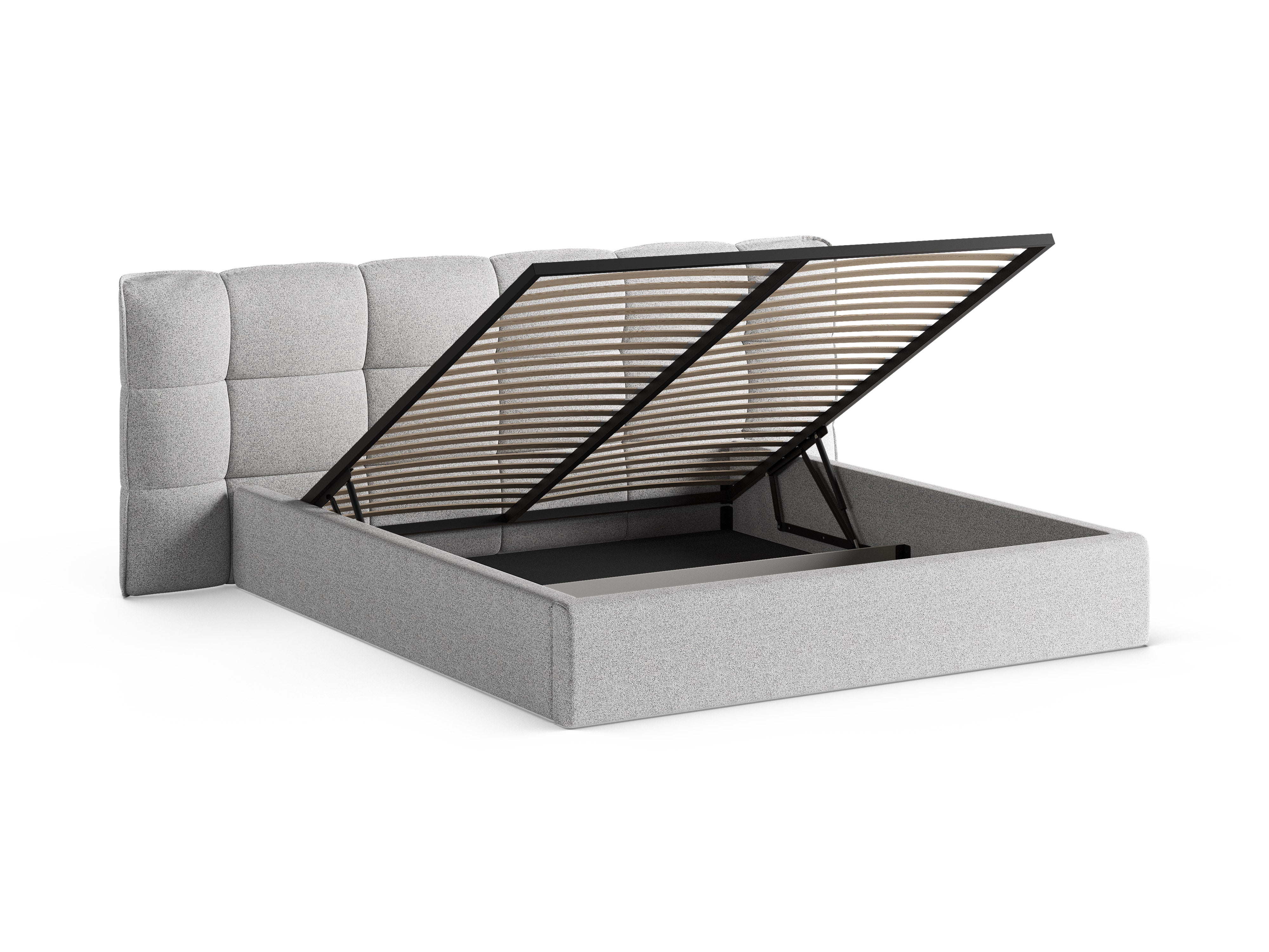 ERIC bed with storage in light gray mélange