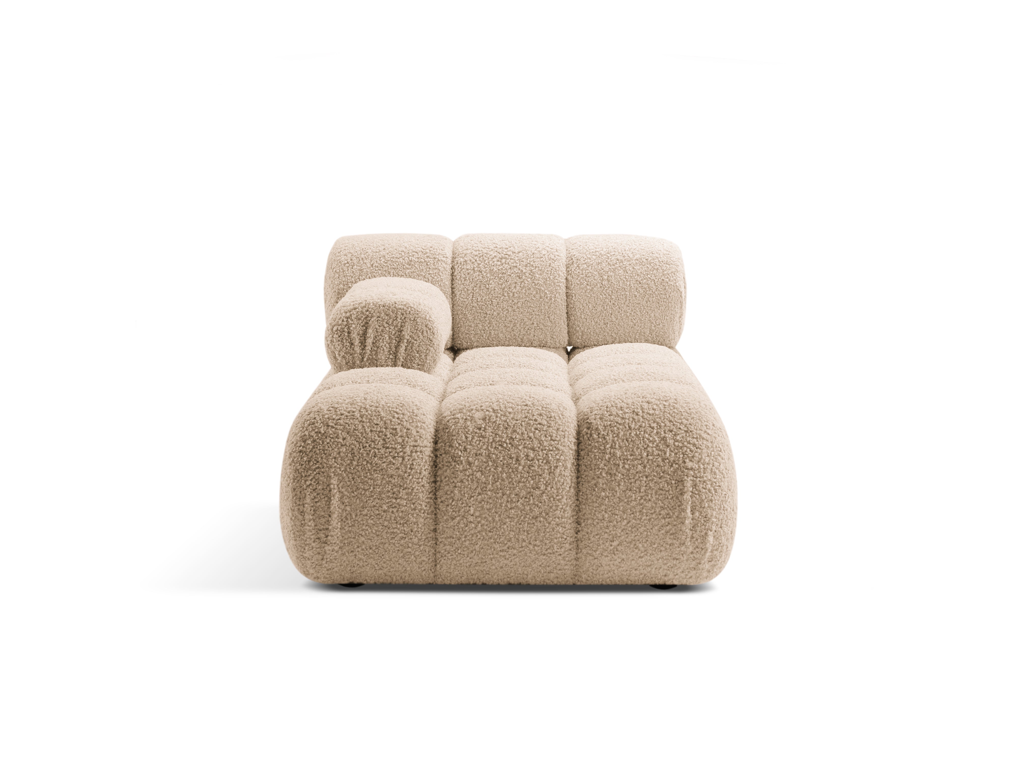 Left-facing BELLIS chaise longue in sandy boucle