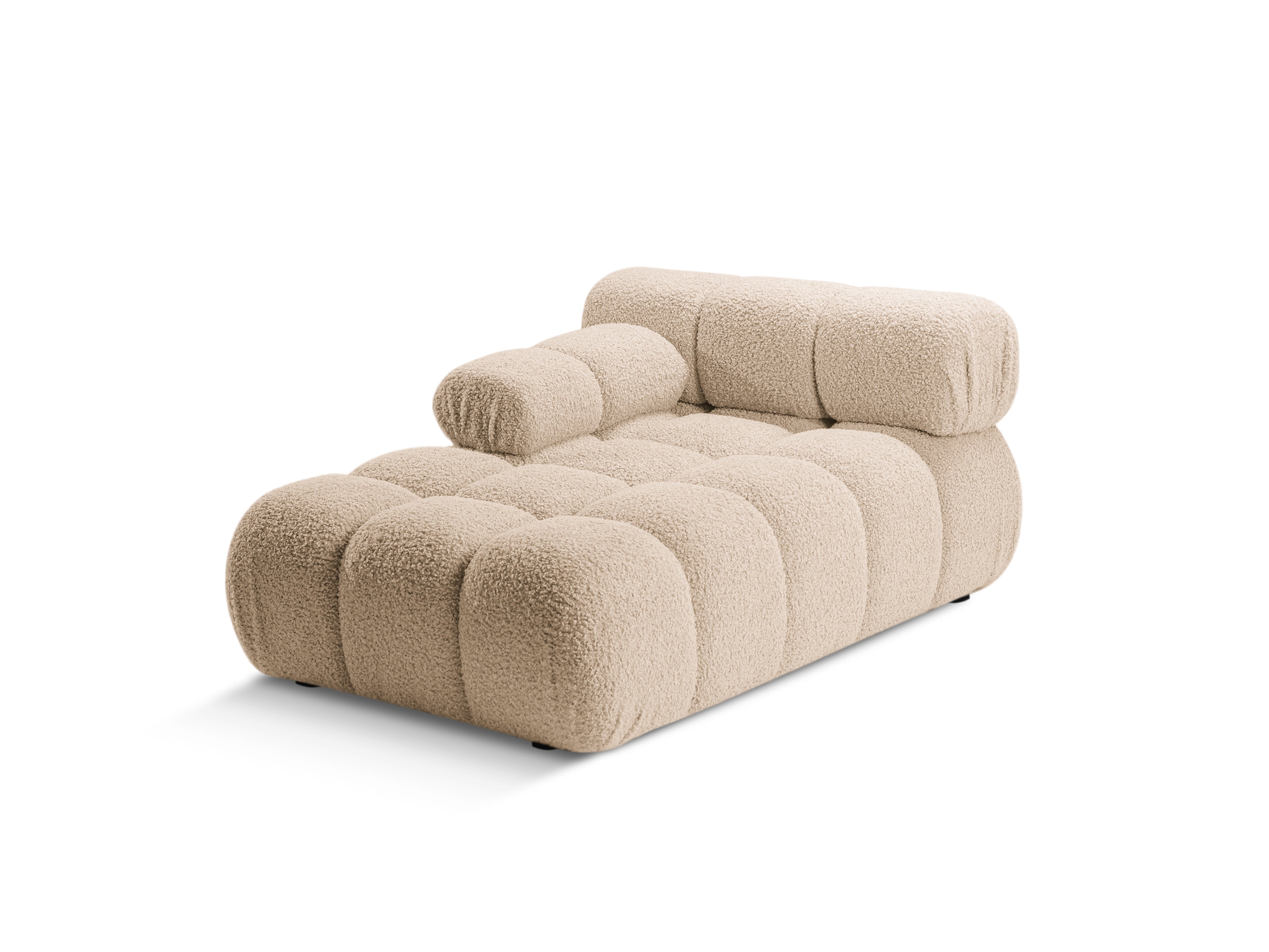 Left-facing BELLIS chaise longue in sandy boucle