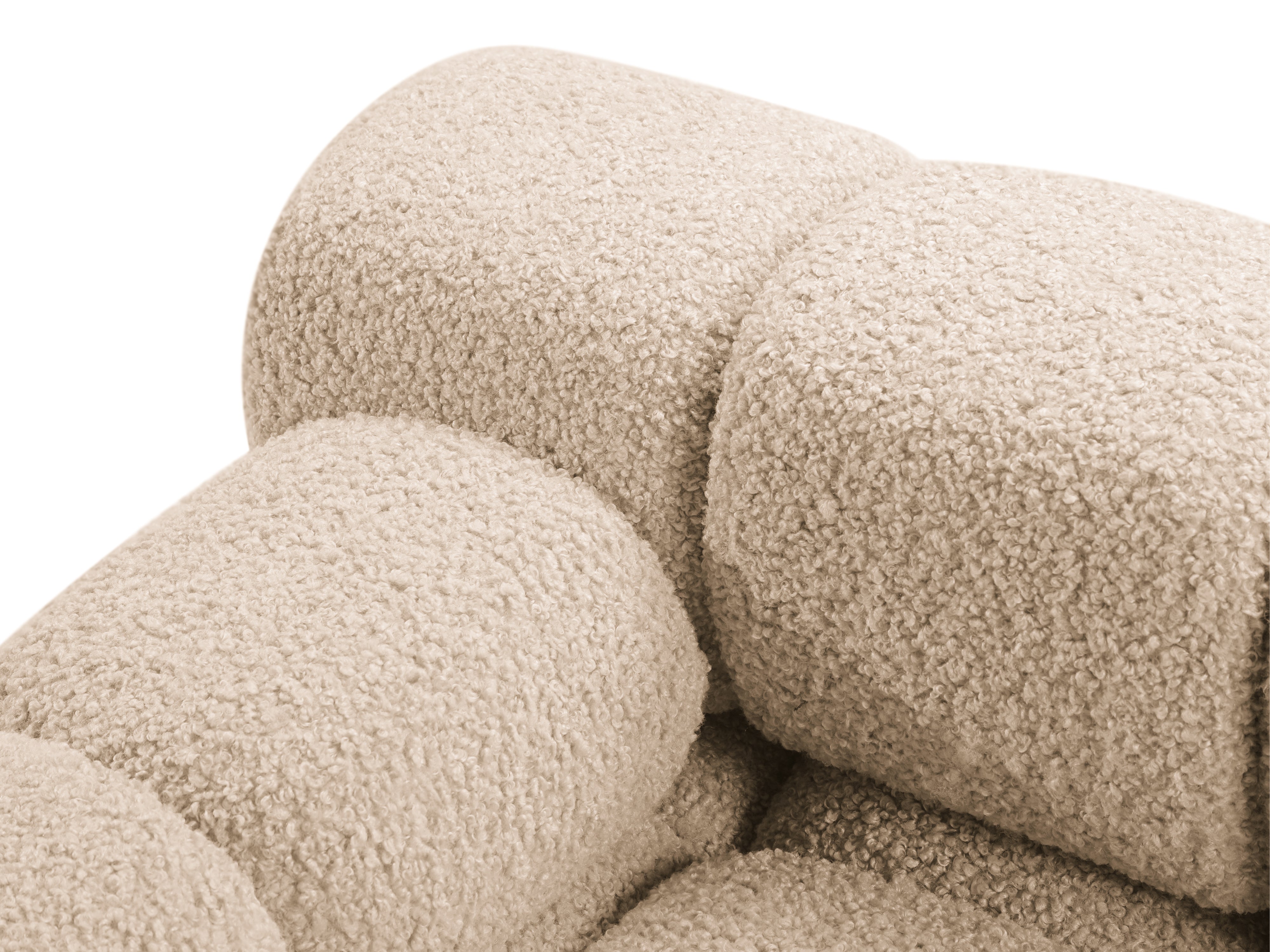 Left-facing BELLIS chaise longue in sandy boucle