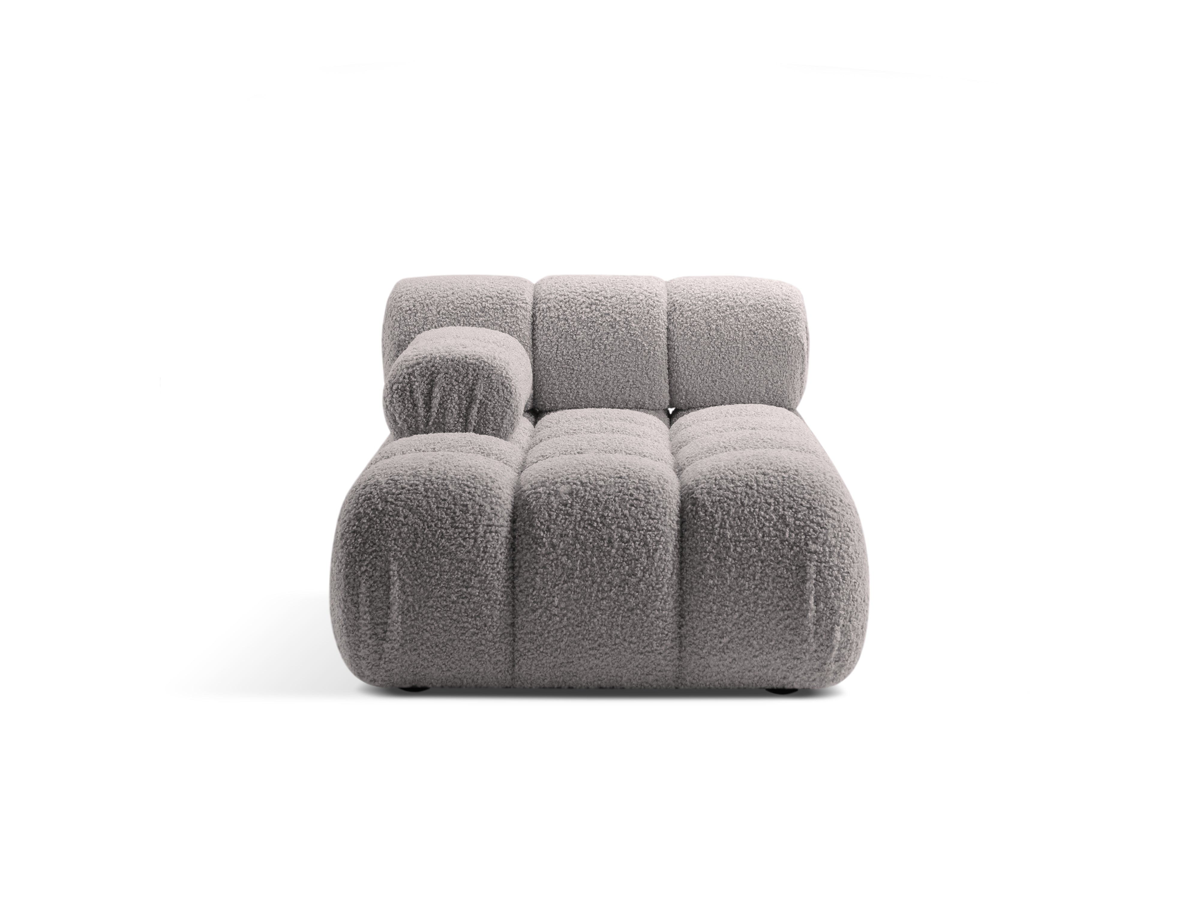 Left-facing BELLIS chaise longue in gray boucle