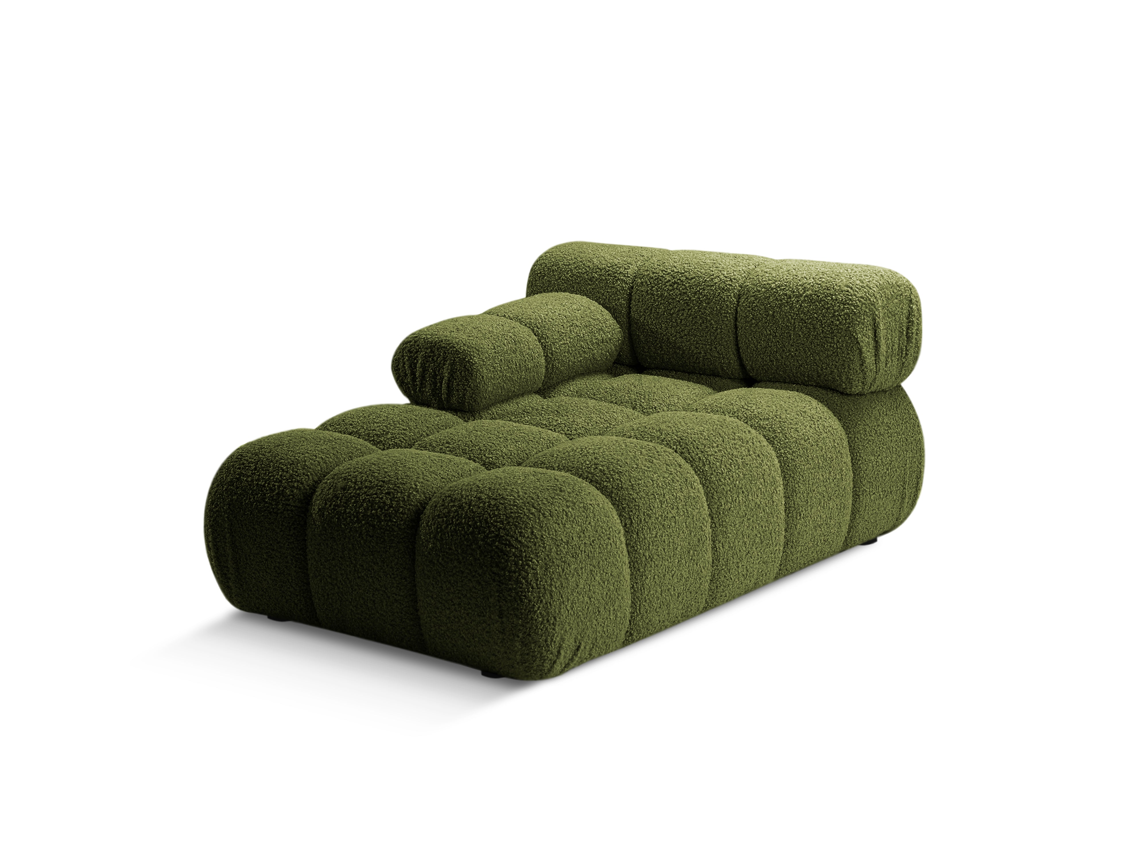 Left-facing BELLIS chaise longue in green boucle