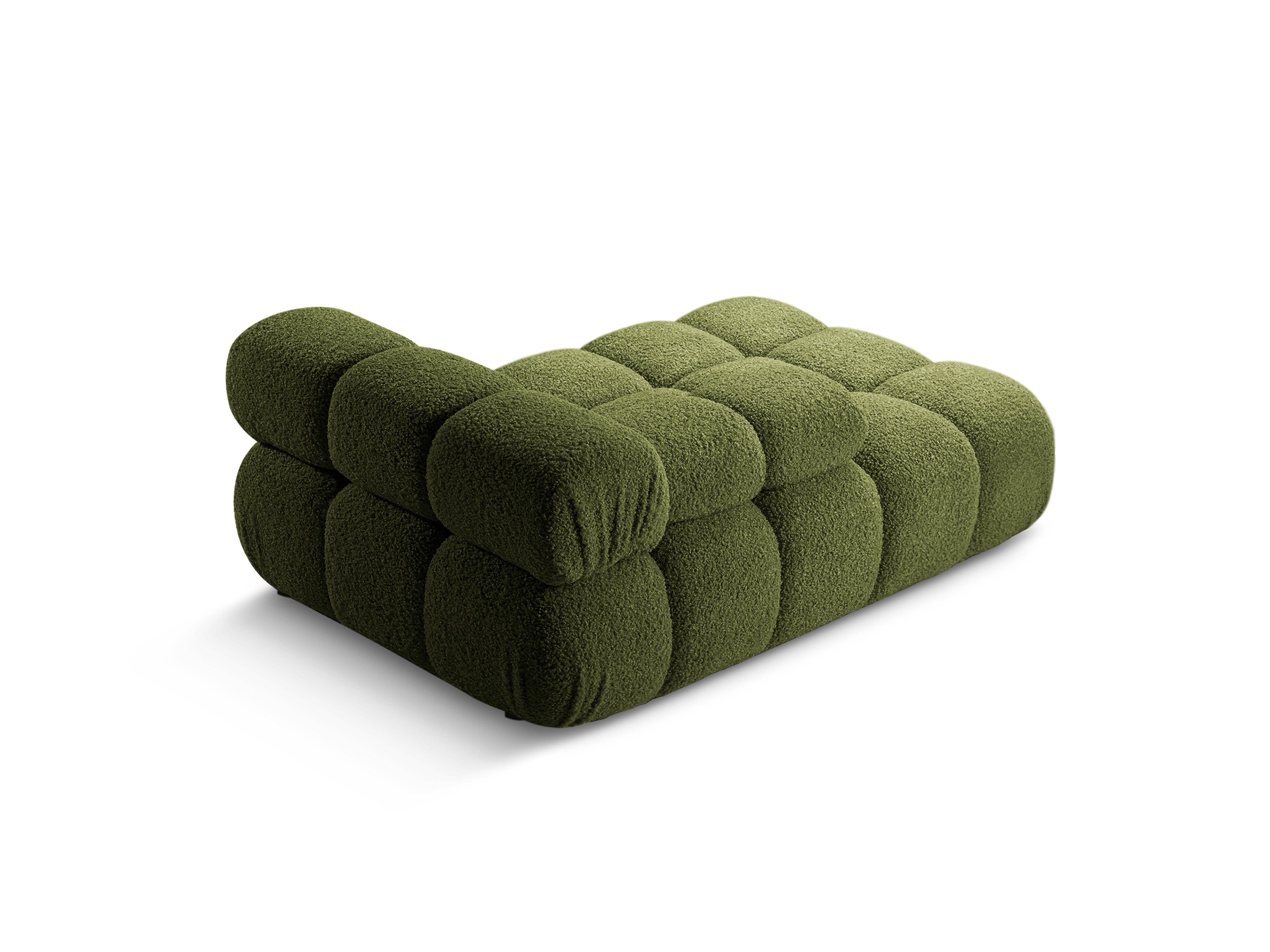 Left-facing BELLIS chaise longue in green boucle