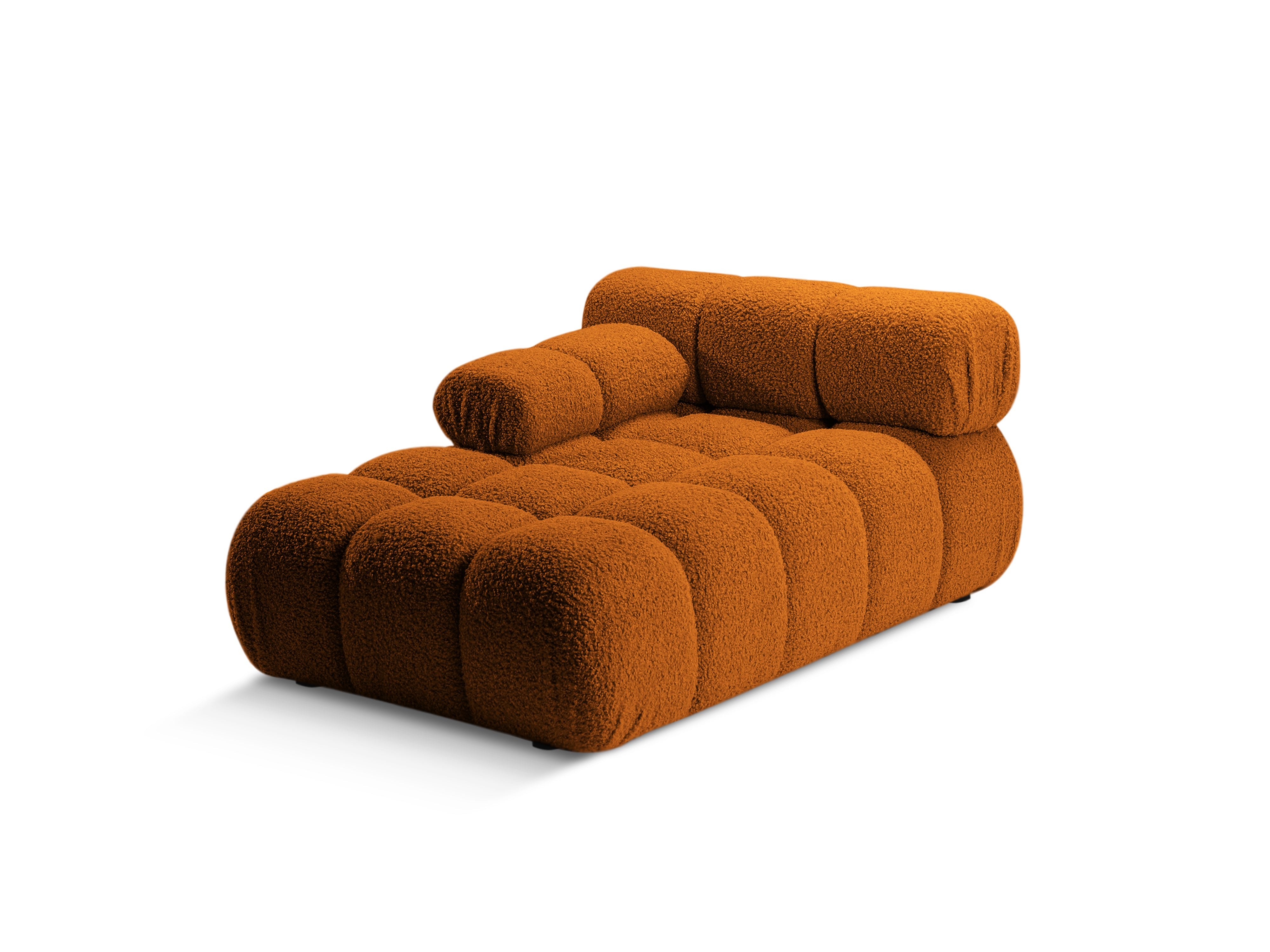 Left-facing BELLIS chaise longue in brick boucle