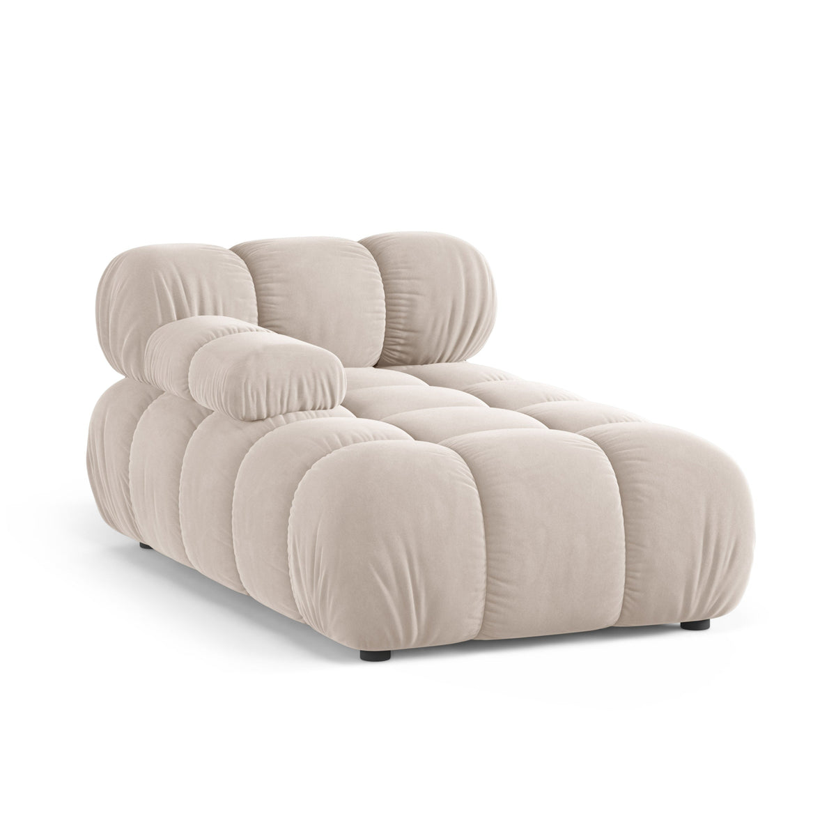 Left-facing BELLIS chaise lounge in light beige velvet