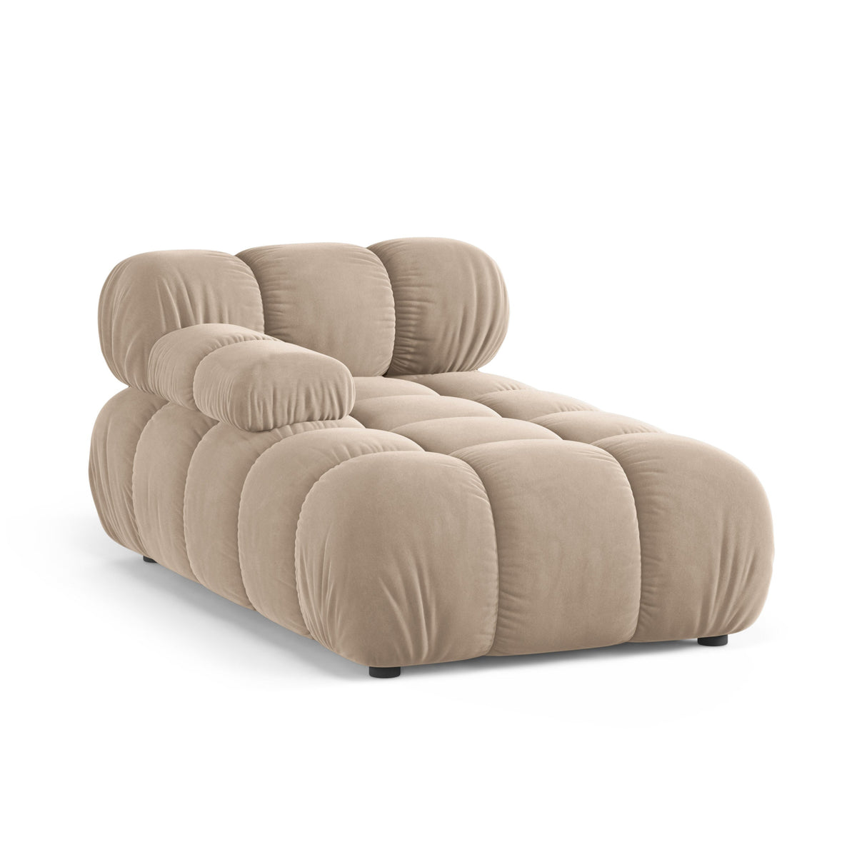 Left-facing BELLIS chaise lounge in beige velvet