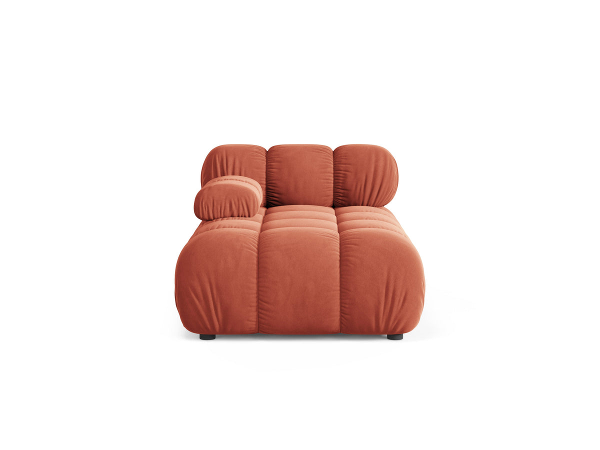 Left-facing BELLIS chaise longue in coral velvet