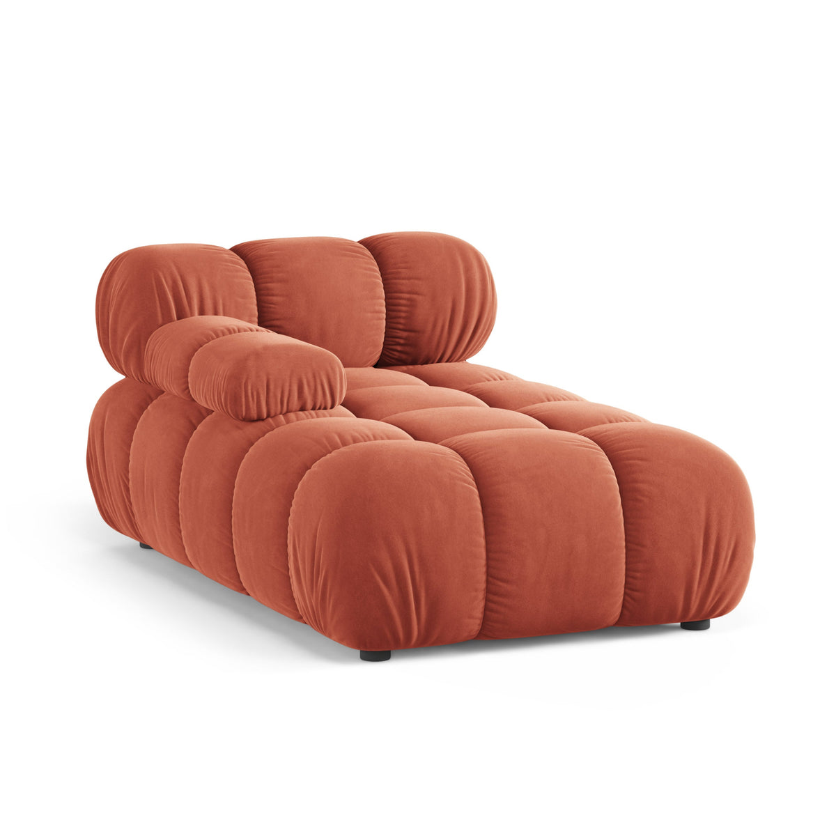 Left-facing BELLIS chaise longue in coral velvet