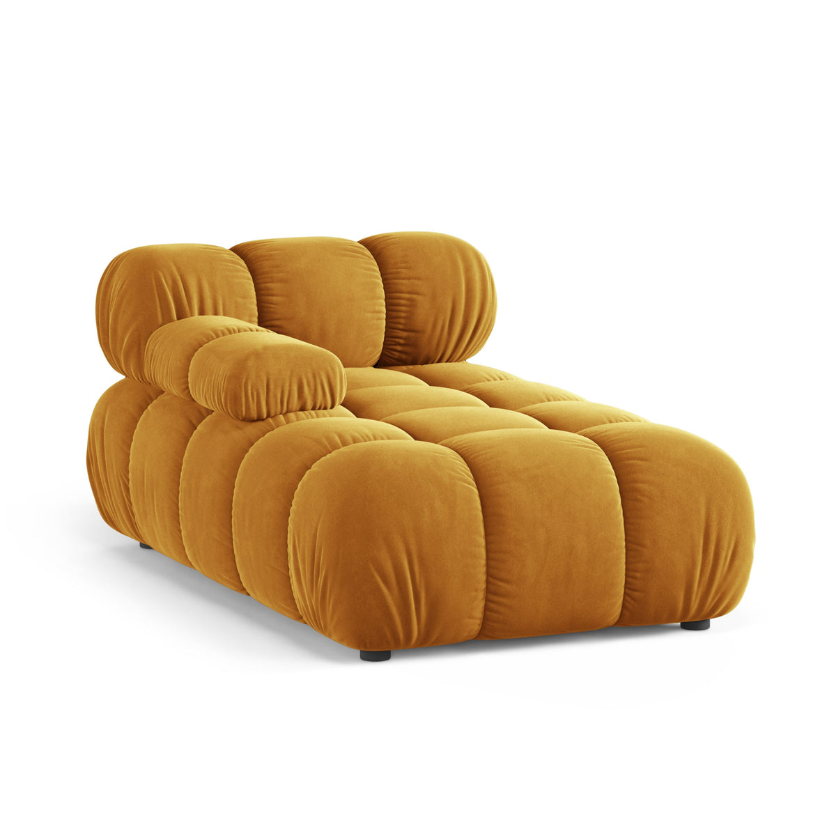 Left-facing BELLIS mustard velvet chaise longue