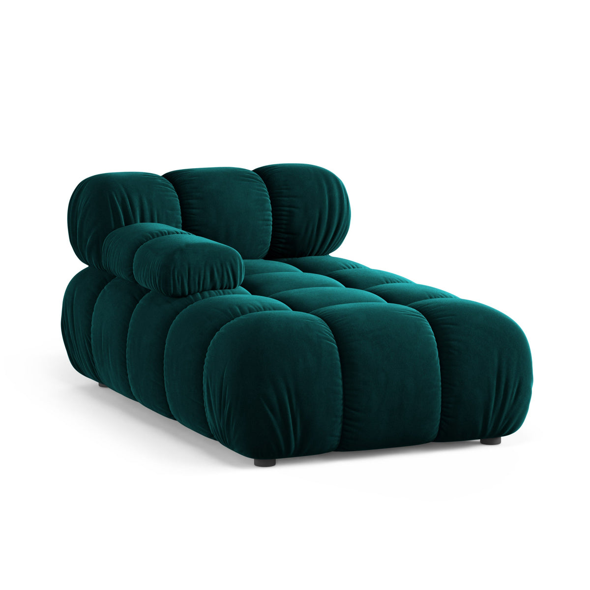 Left-facing BELLIS chaise longue in deep petrol velvet