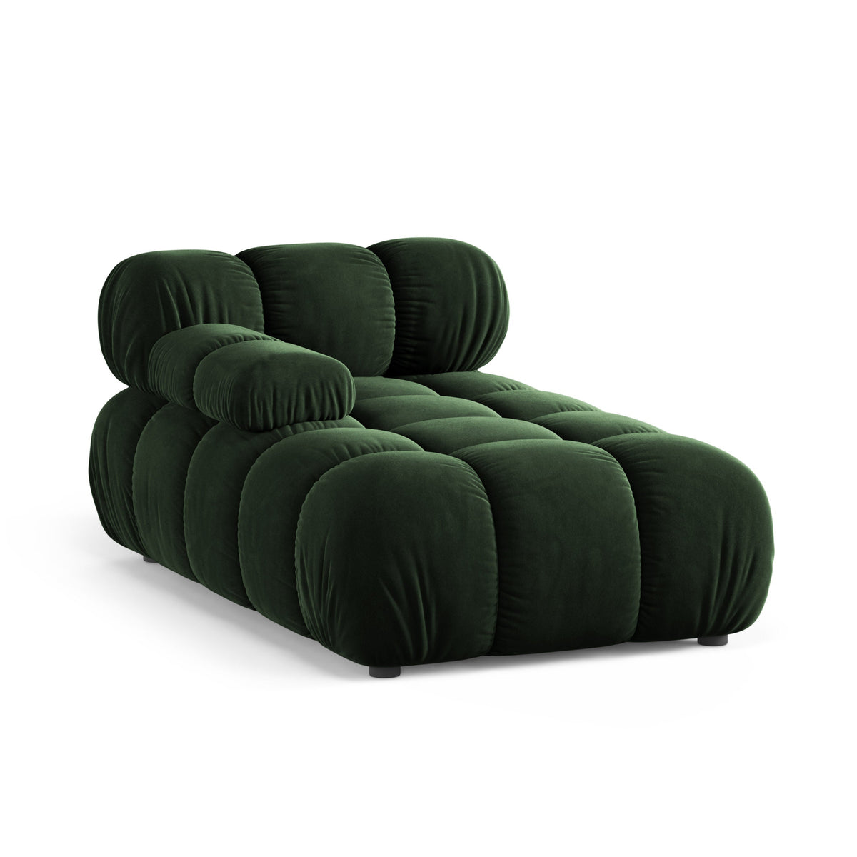 Left-facing BELLIS chaise longue in bottle green velvet