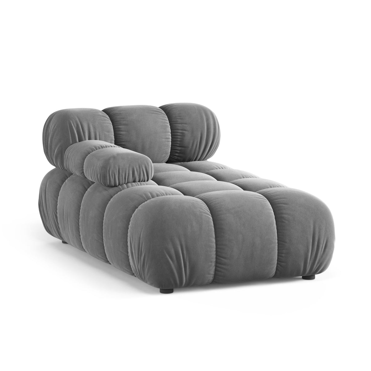 Left-facing BELLIS chaise lounge in gray velvet
