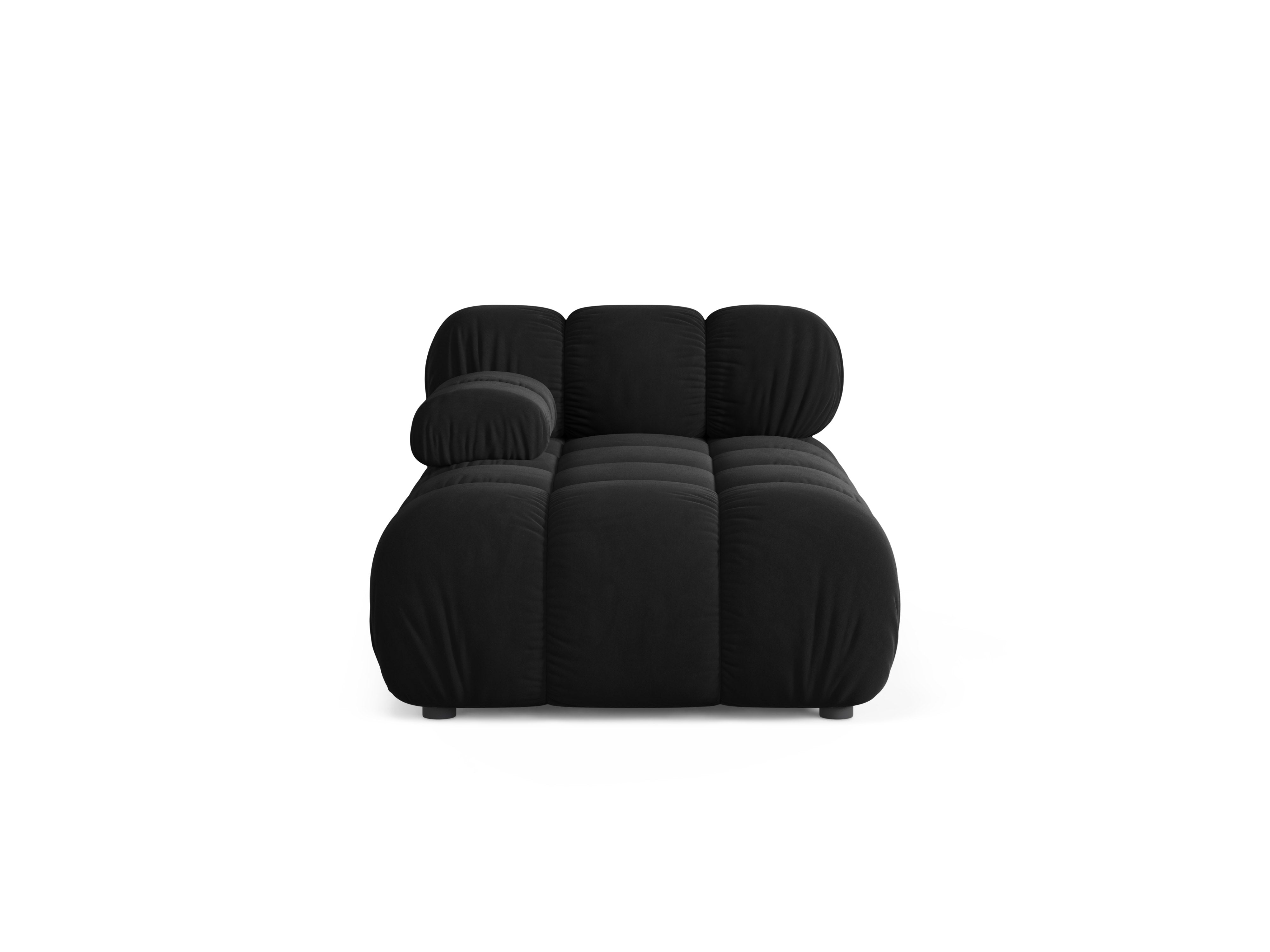 Black velvet left-facing chaise lounge BELLIS