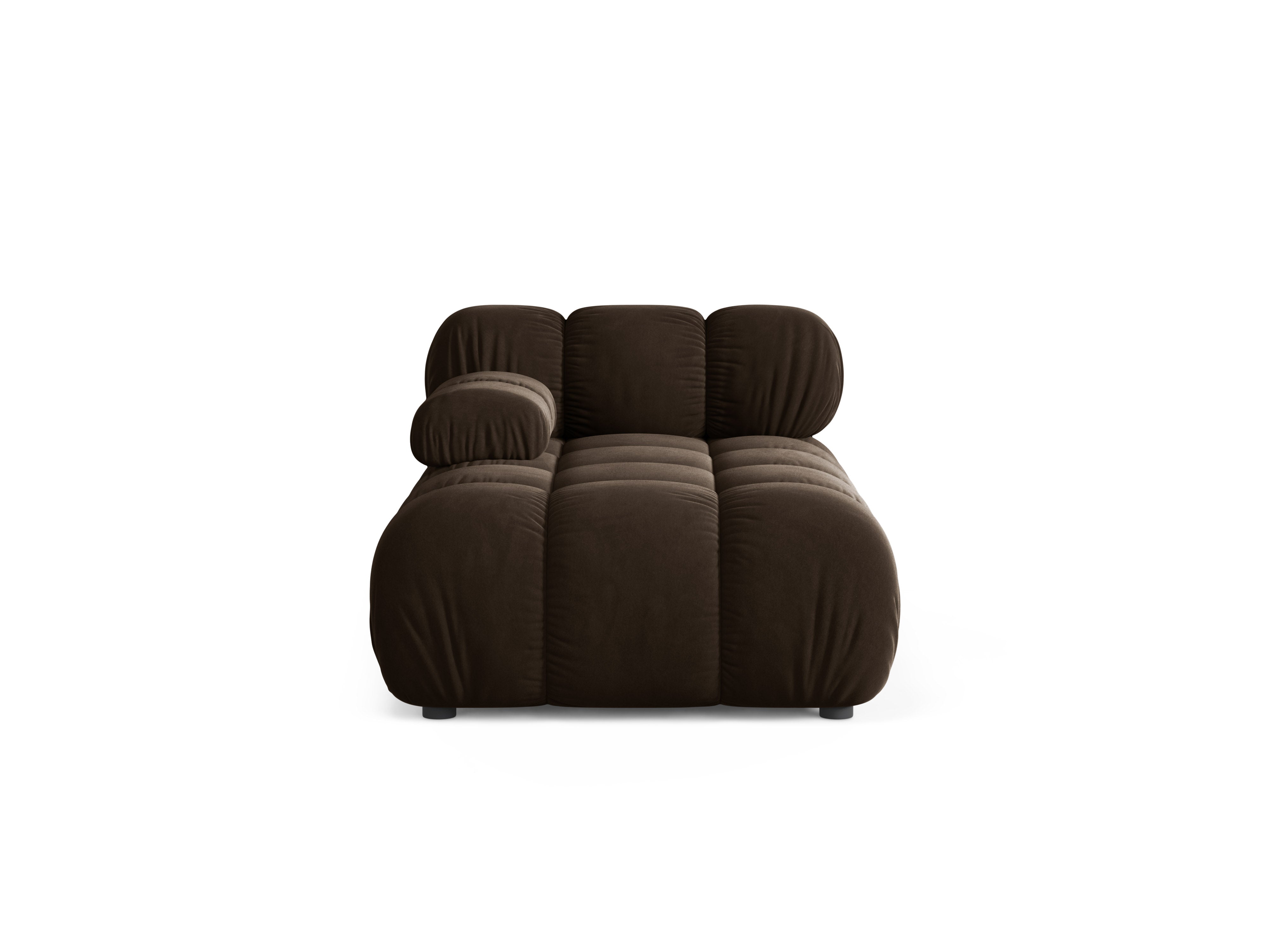 Chocolate Left-Hand Velvet Chaise Longue BELLIS