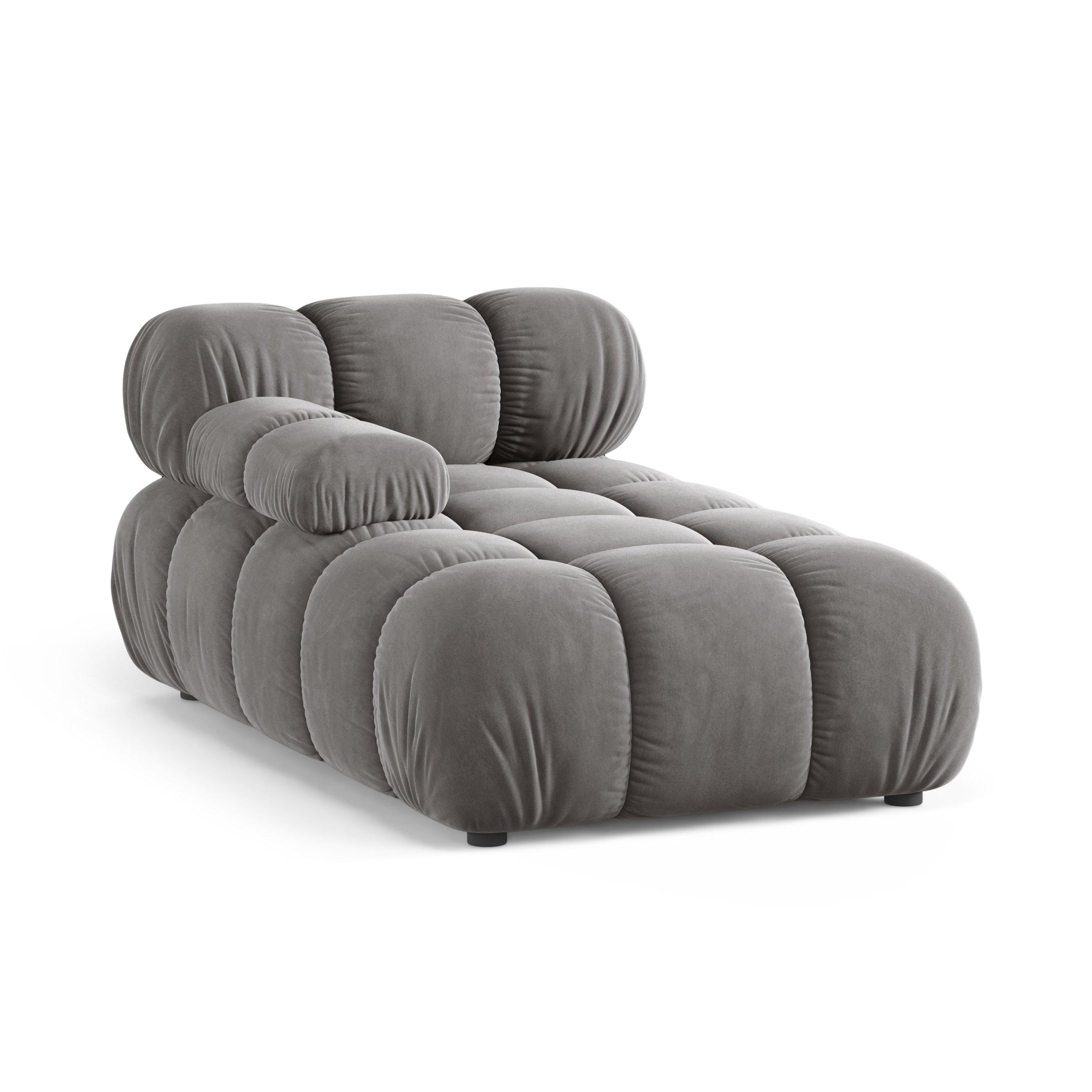 Gray velvet left-sided chaise longue BELLIS