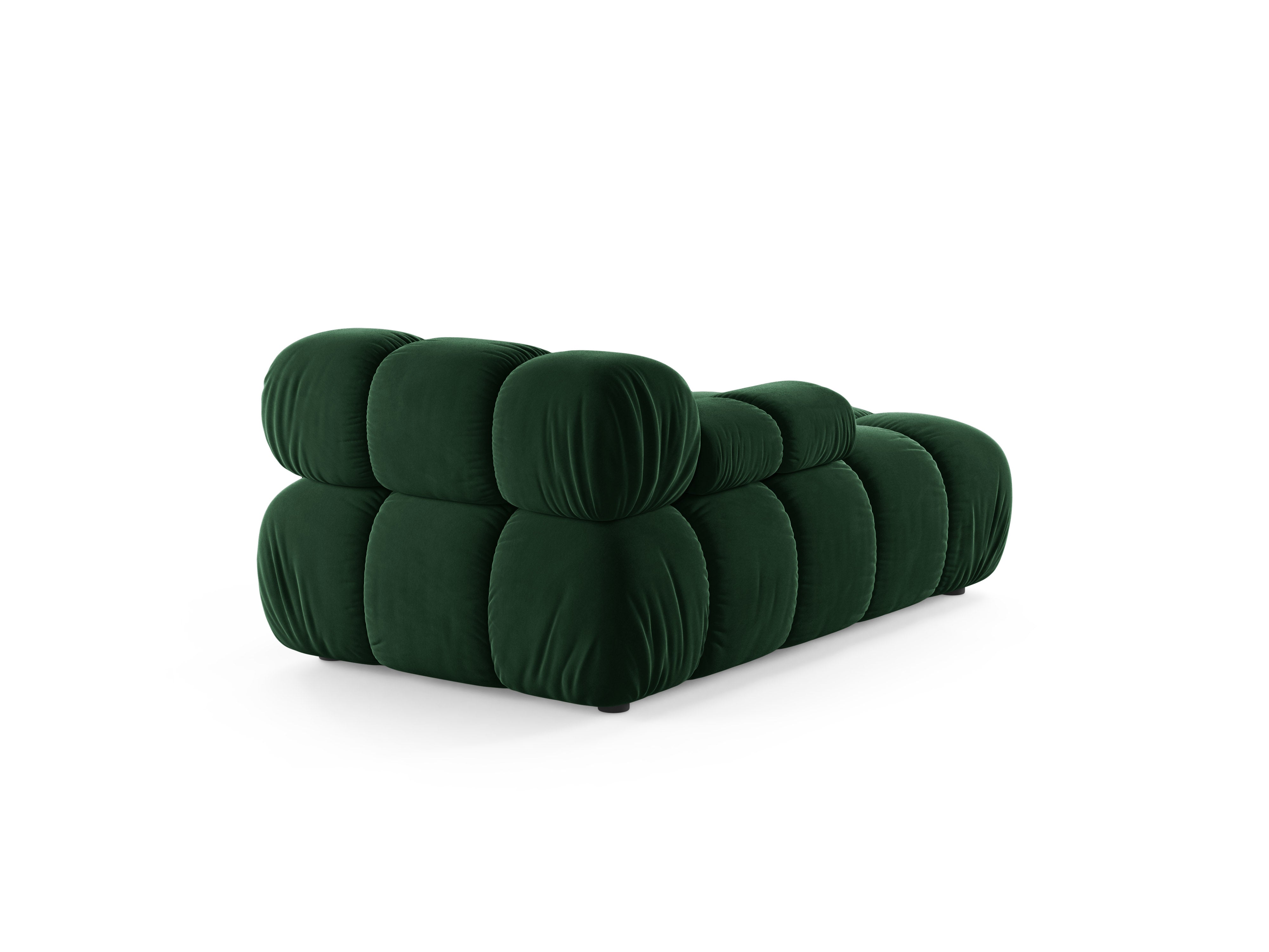 Left-facing velvet chaise longue BELLIS in bottle green