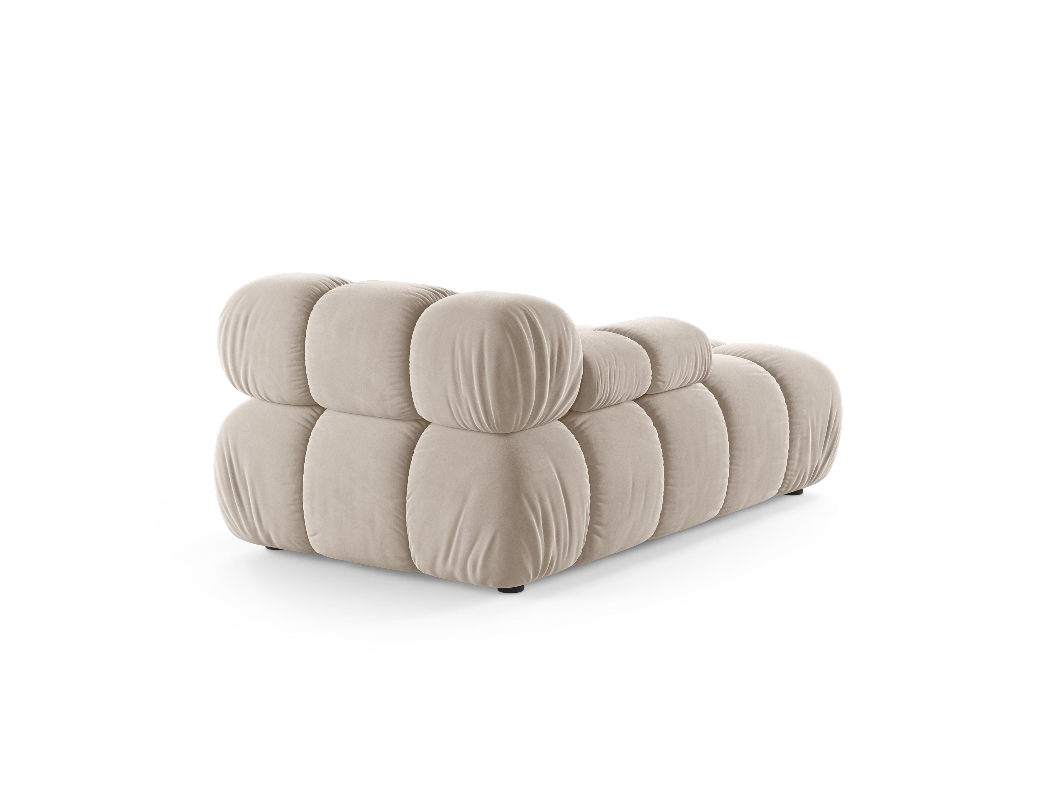 Beige Left-Hand Velvet Chaise Longue BELLIS