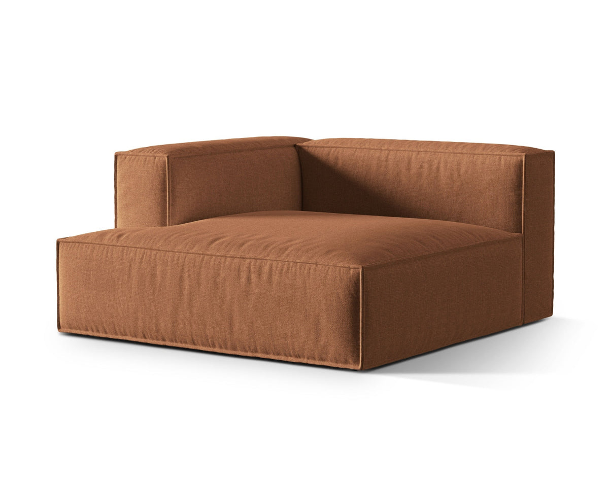 Szezlong aksamitny lewostronny szeroki NURIA miodowy – ujęcie boczne