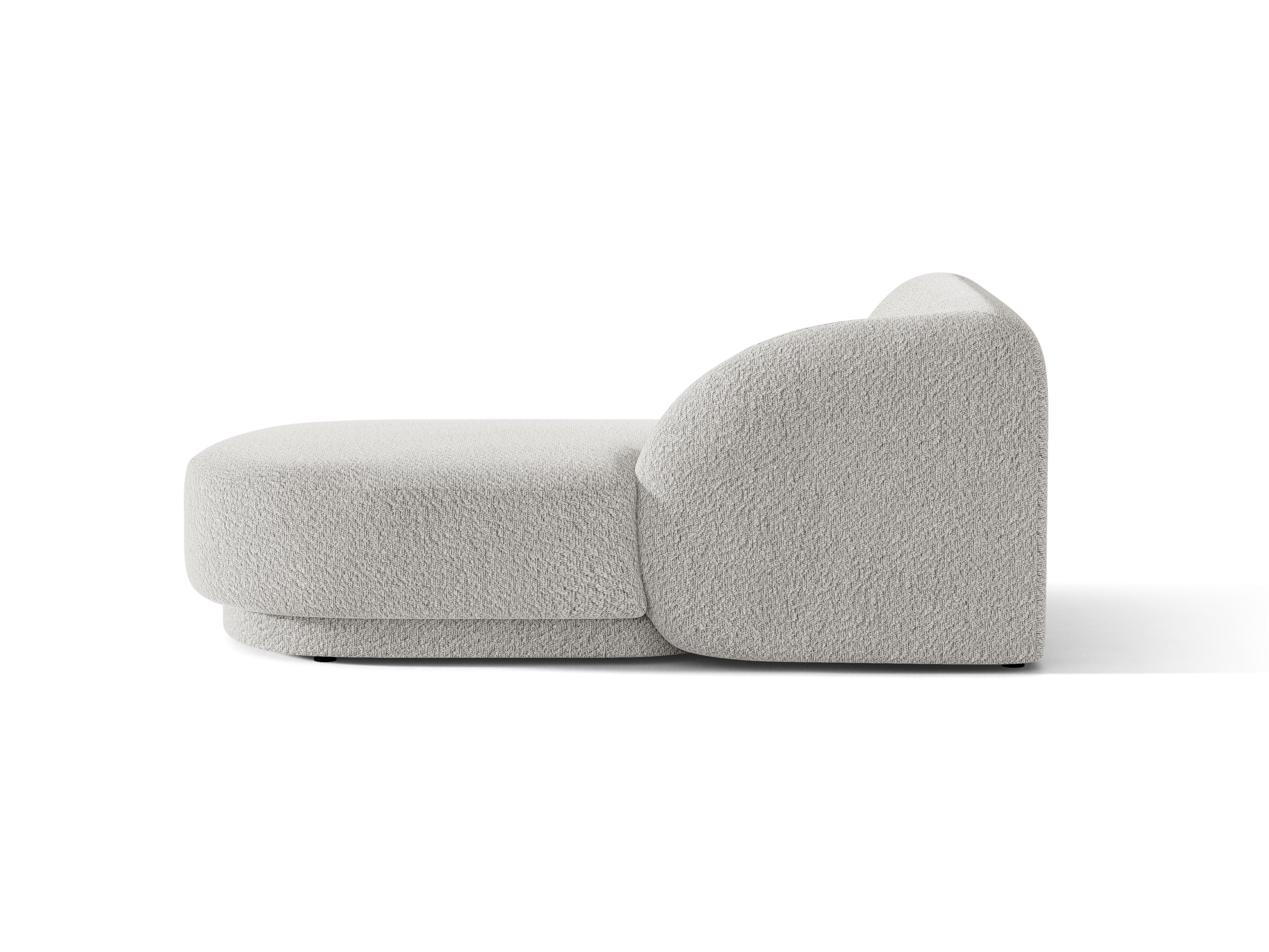 Szezlong prawostronny MILEY jasnoszary boucle – tkanina bouclé