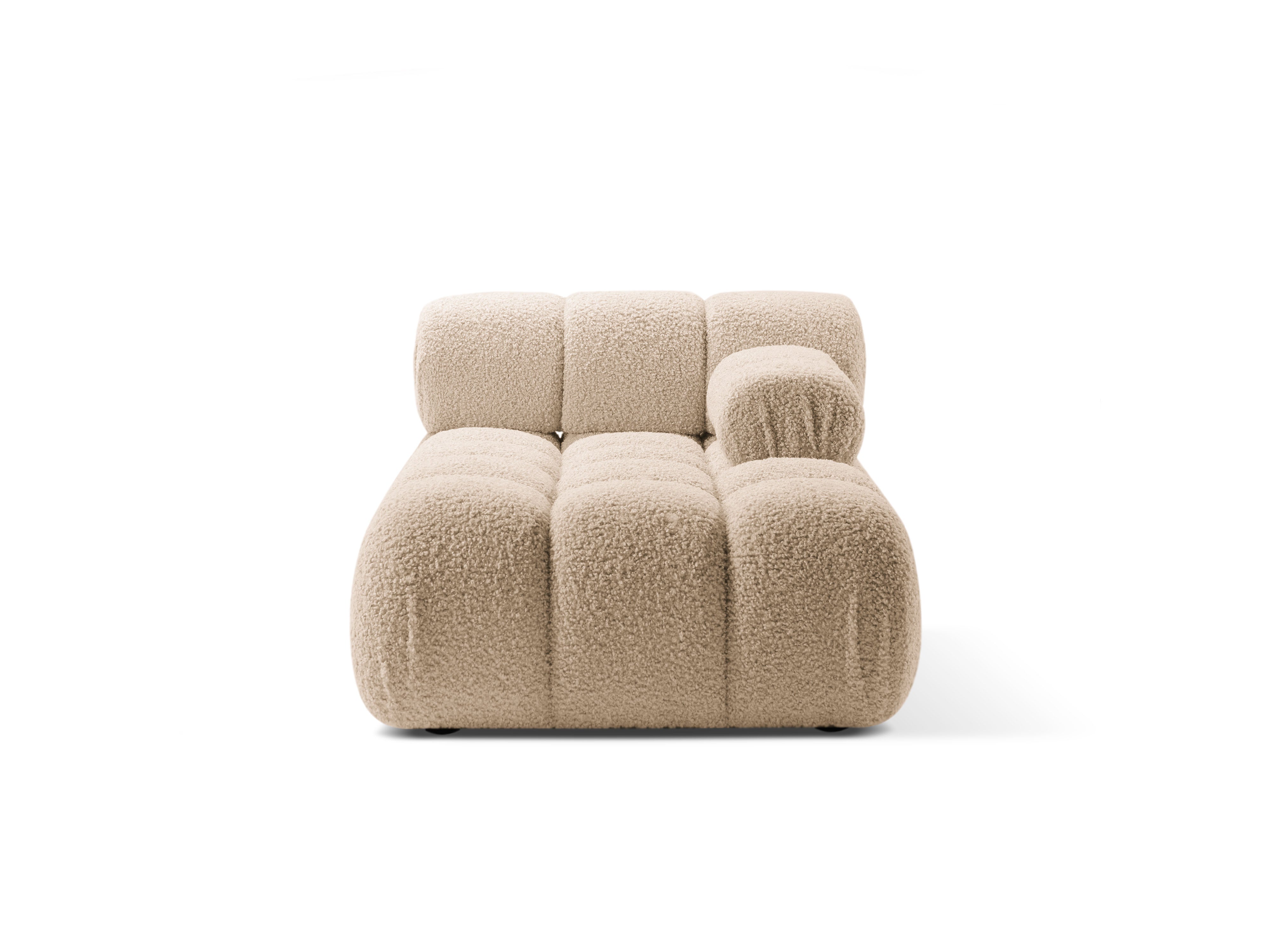 Right-facing BELLIS chaise longue in sandy boucle