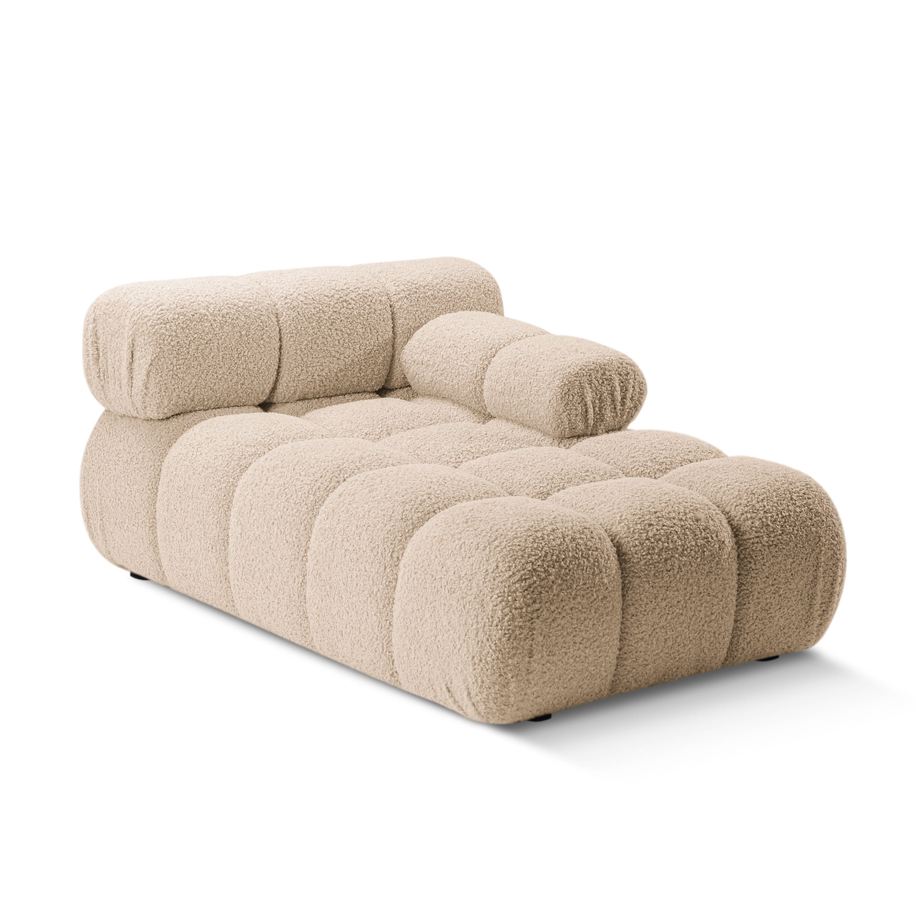 Right-facing BELLIS chaise longue in sandy boucle