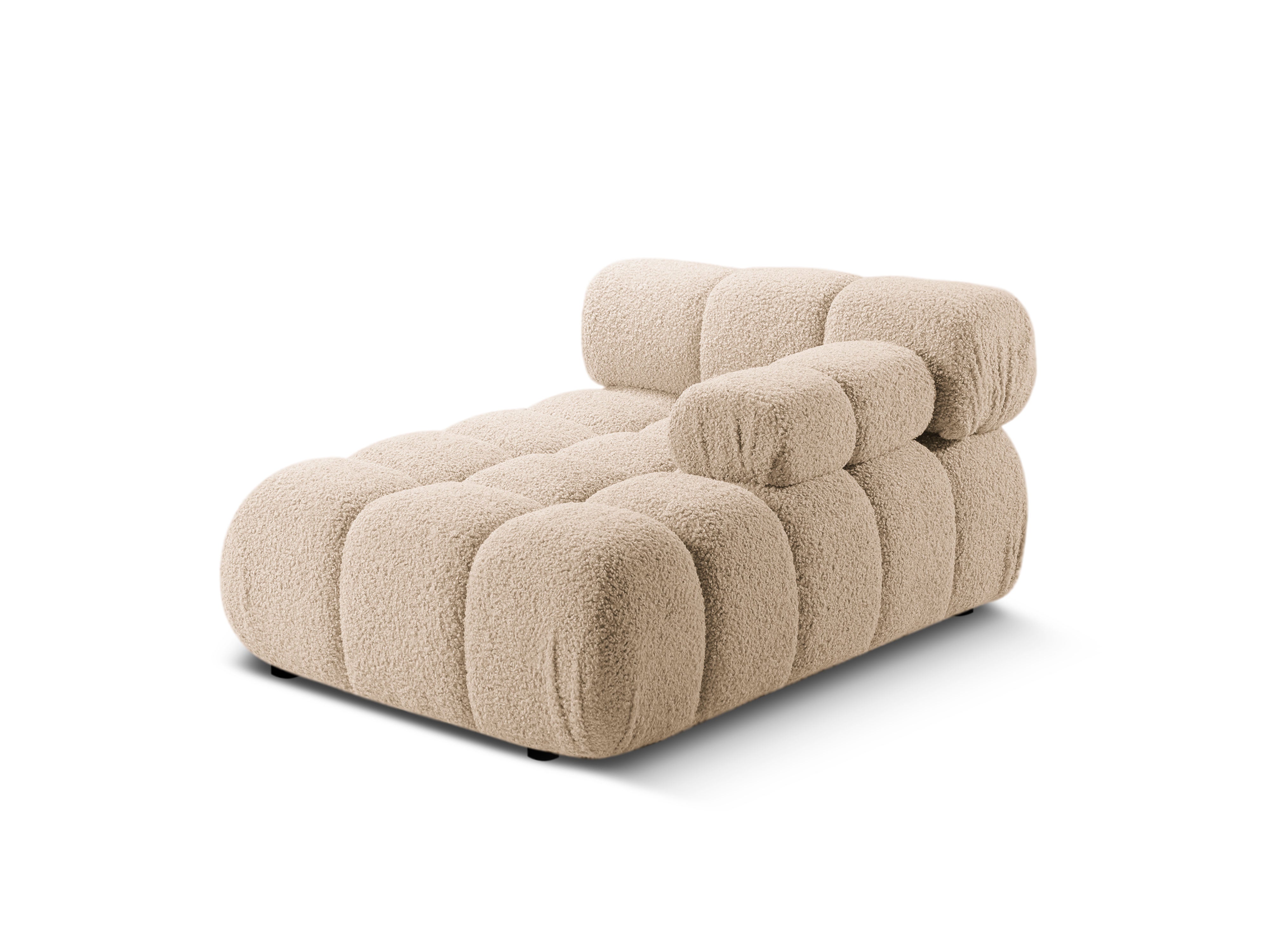 Right-facing BELLIS chaise longue in sandy boucle