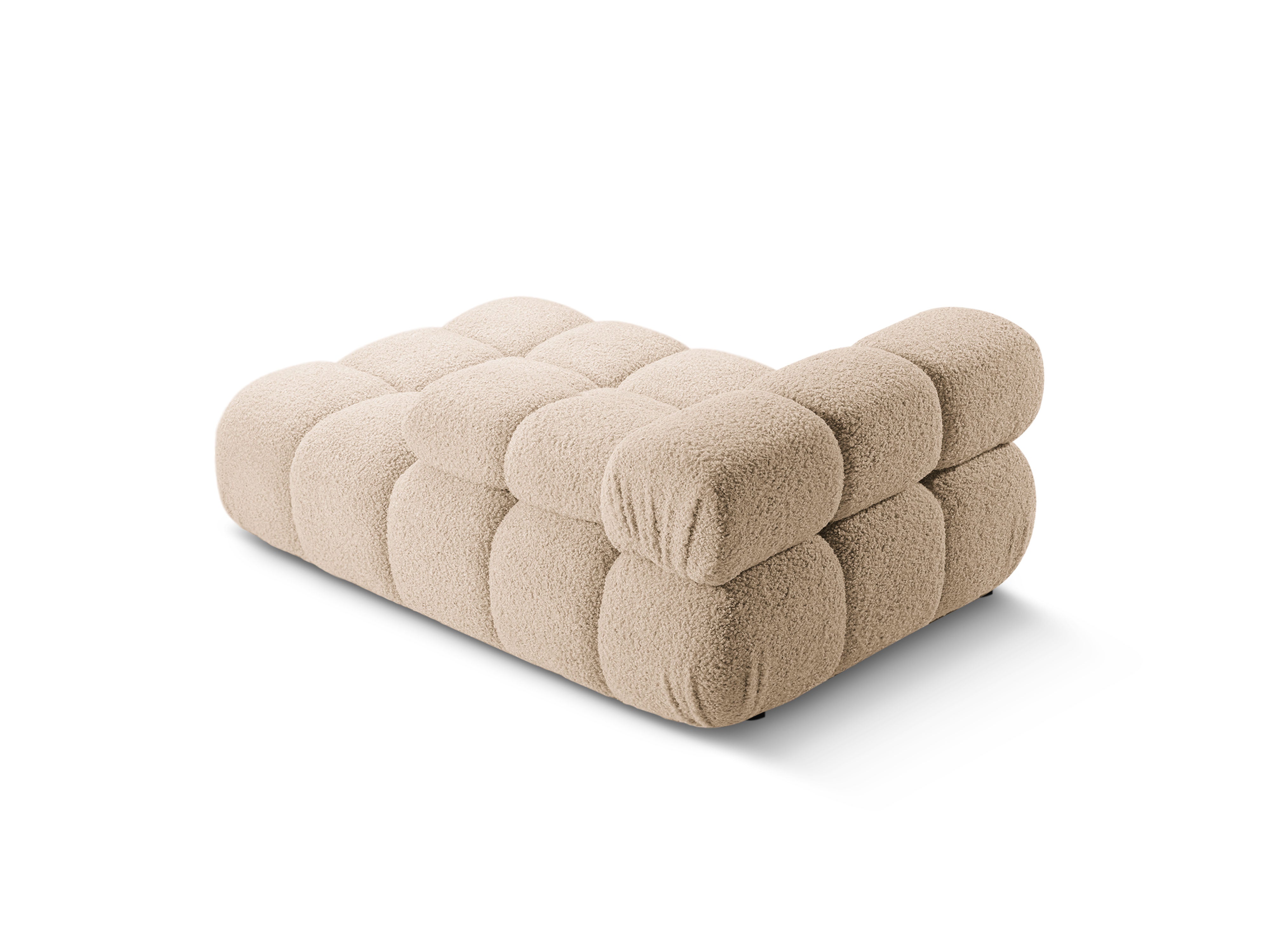 Right-facing BELLIS chaise longue in sandy boucle