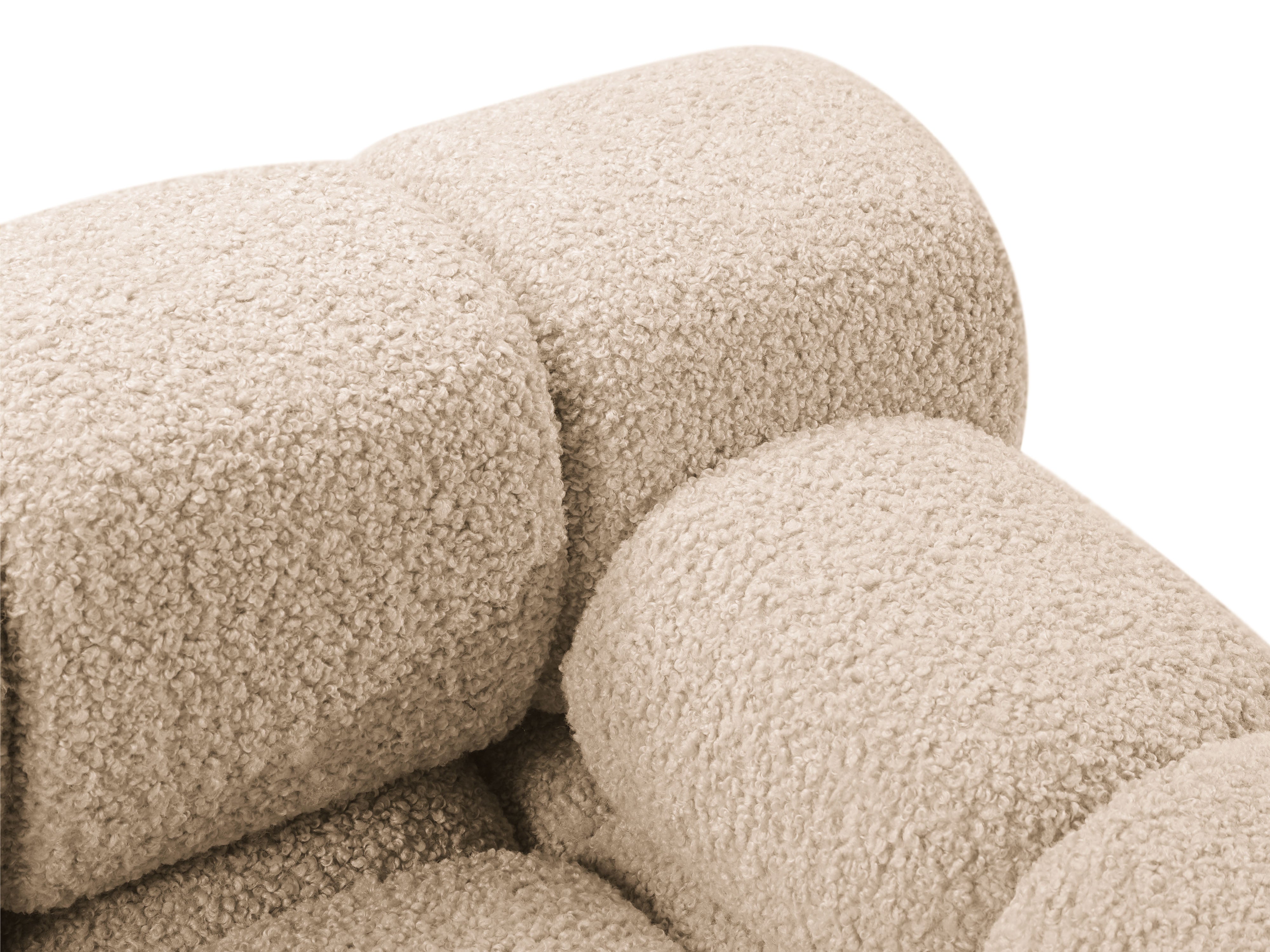 Right-facing BELLIS chaise longue in sandy boucle