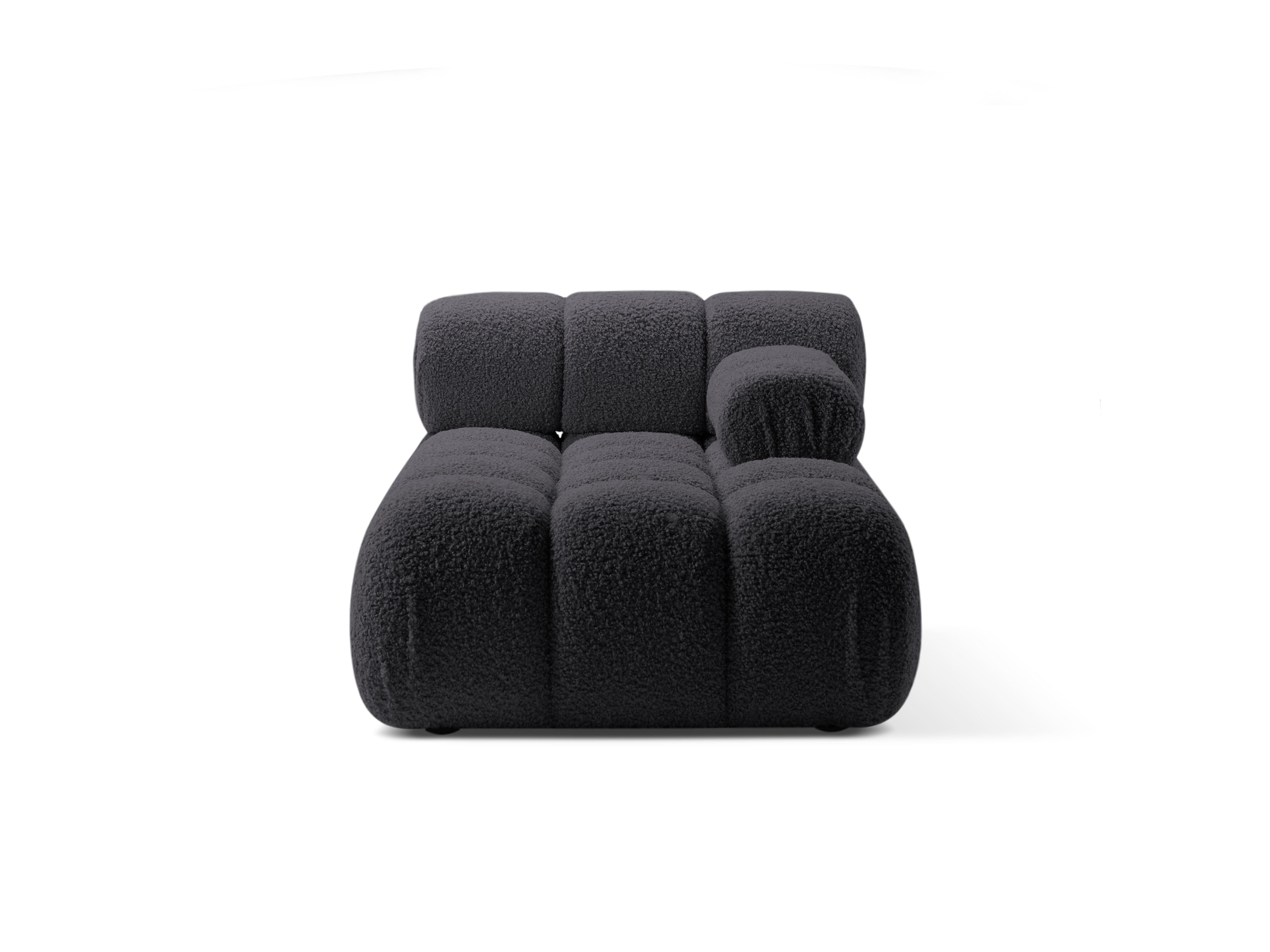 Right-facing BELLIS chaise longue in graphite boucle