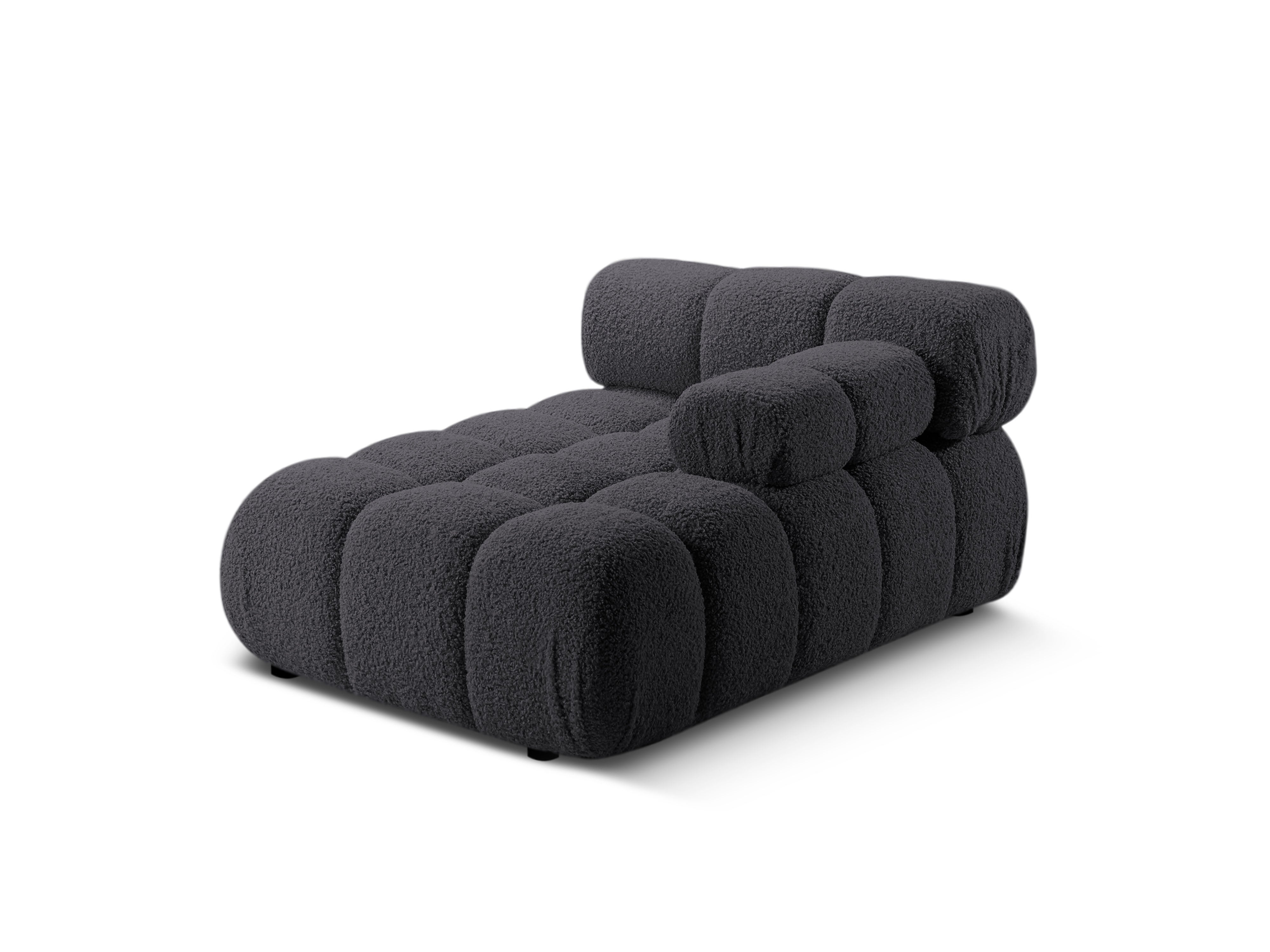 Right-facing BELLIS chaise longue in graphite boucle