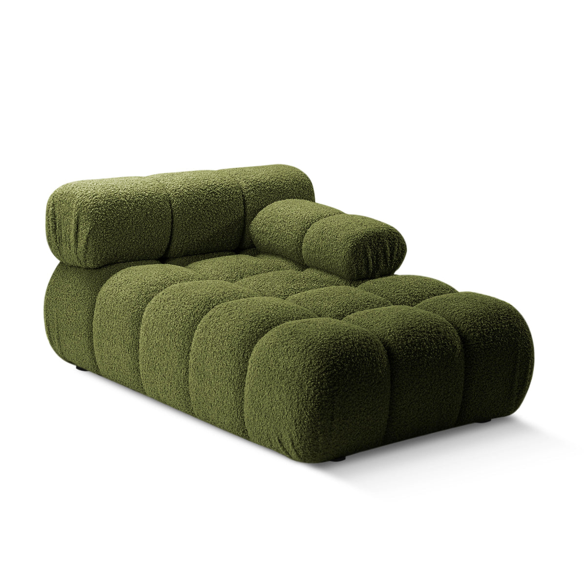 Right-facing chaise longue BELLIS green boucle