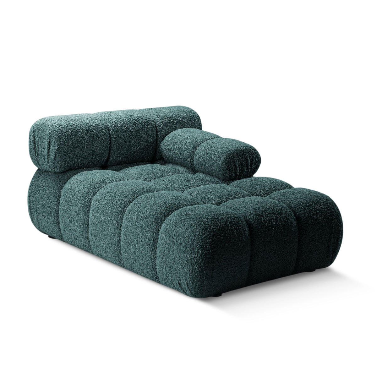 Right-facing chaise longue BELLIS petrol blue boucle