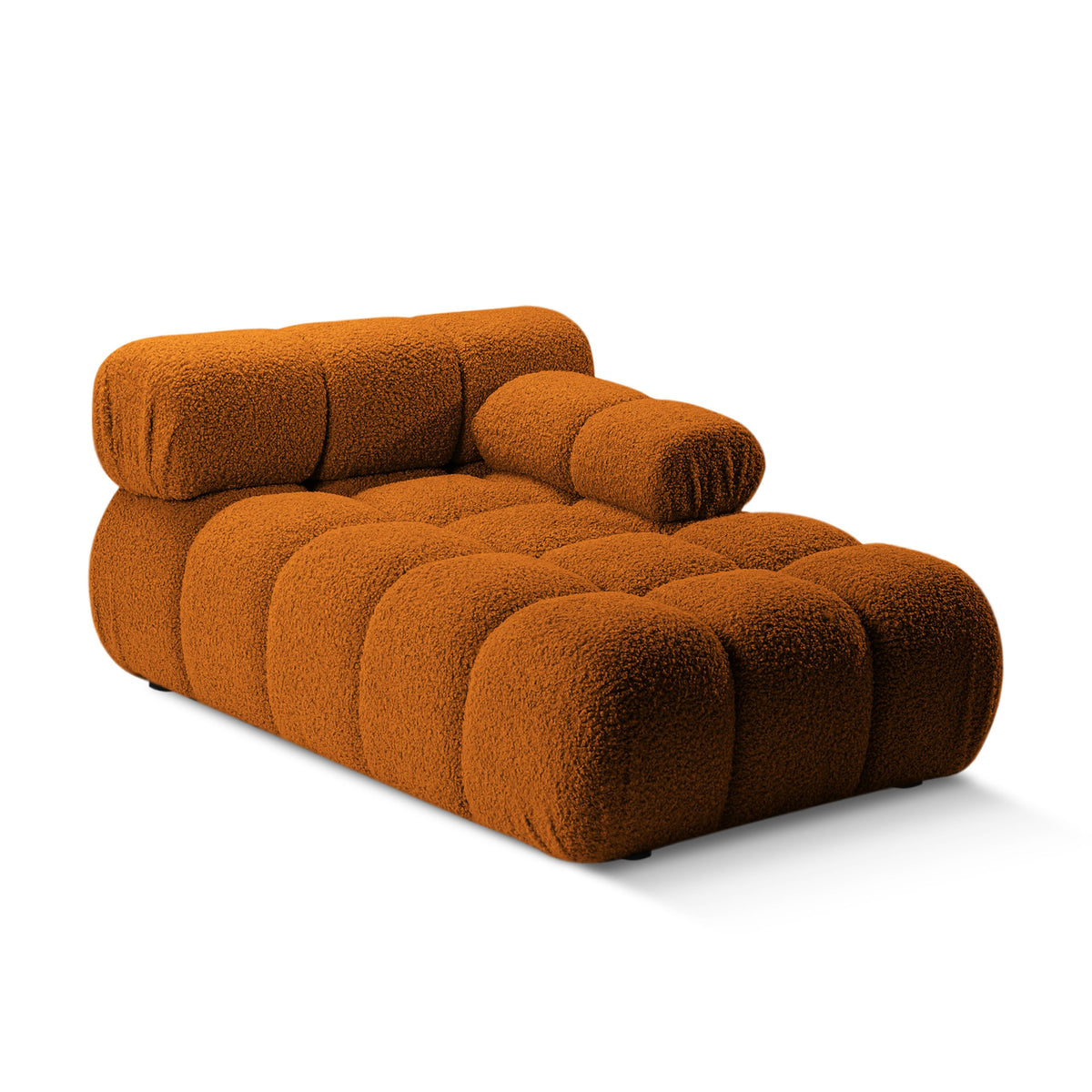 Right-facing BELLIS chaise longue in brick boucle