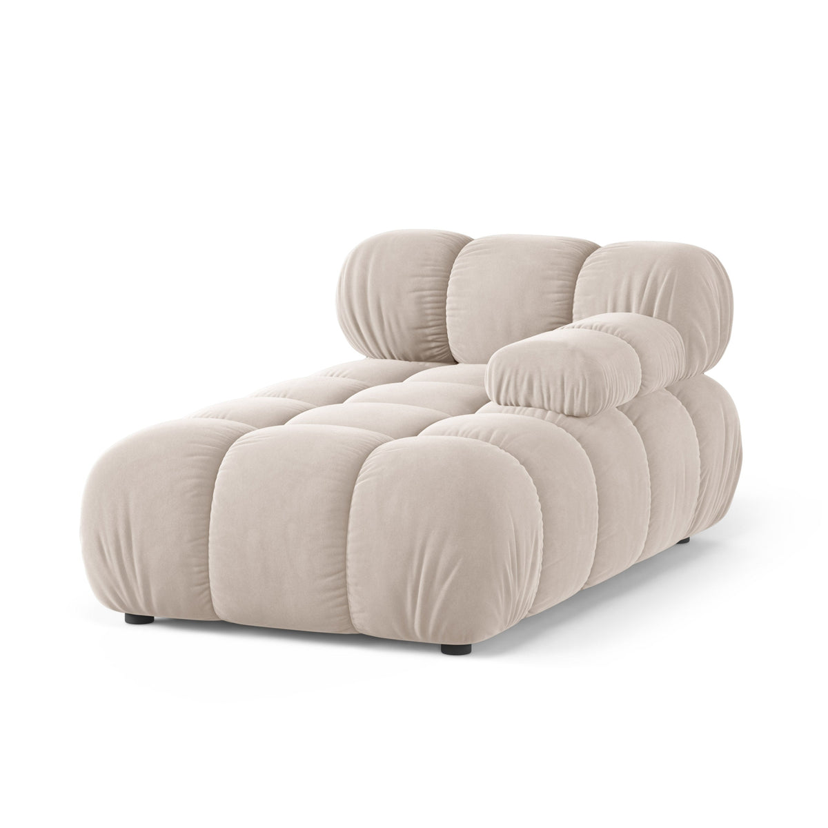 Right-facing BELLIS chaise longue in light beige velvet