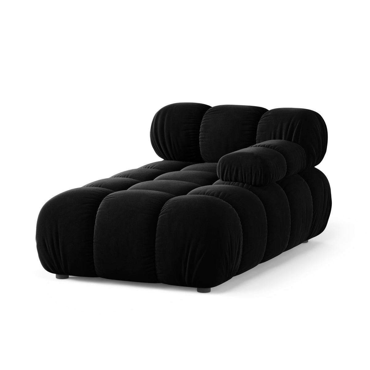Right-facing BELLIS chaise lounge in black velvet