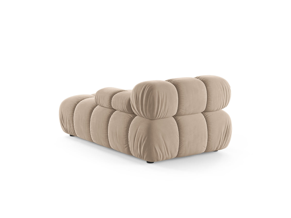 Right-facing BELLIS chaise longue in beige velvet