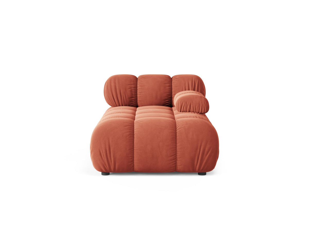 Right-facing BELLIS coral velvet chaise longue