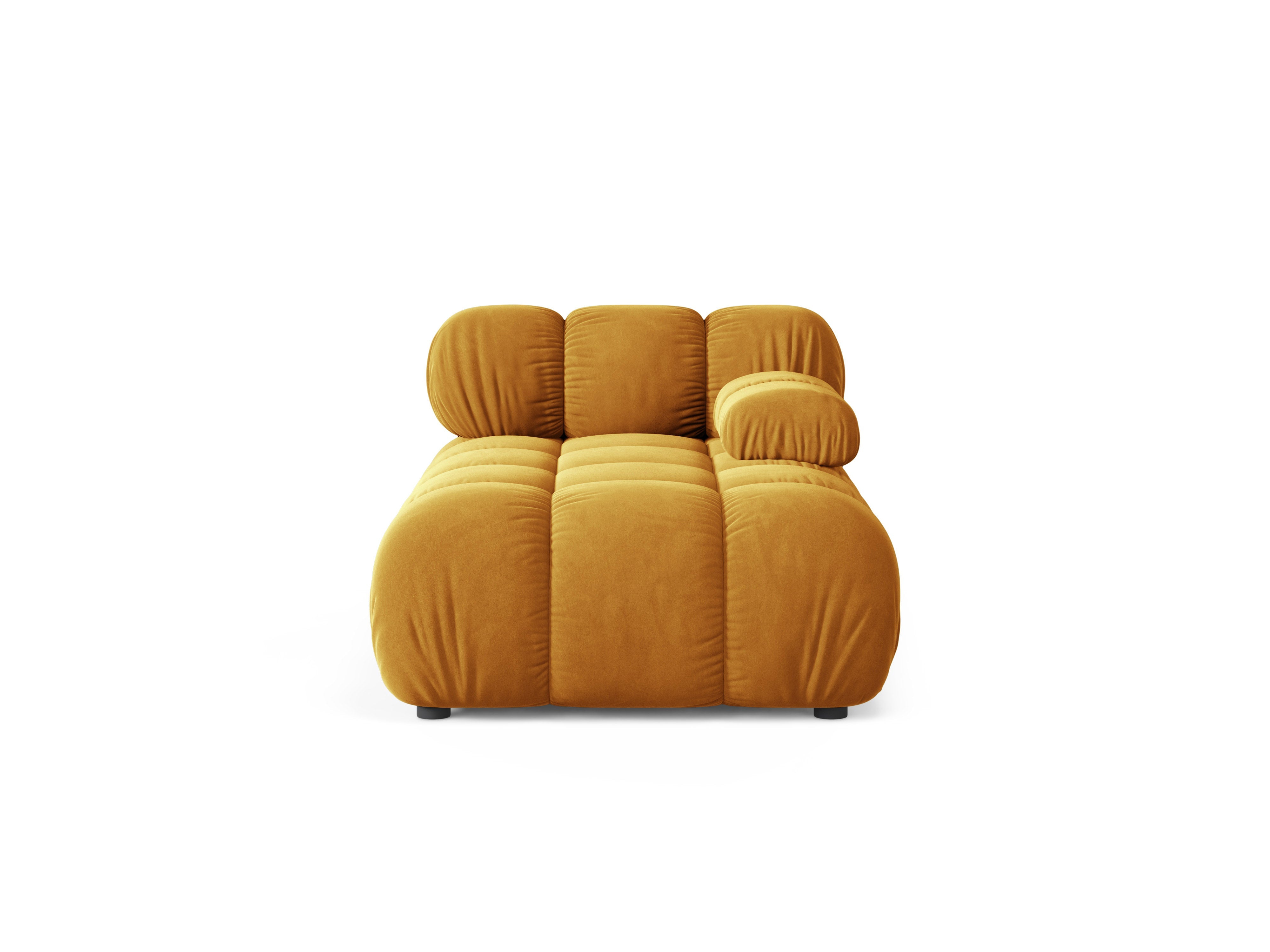 Right-facing BELLIS mustard velvet chaise longue