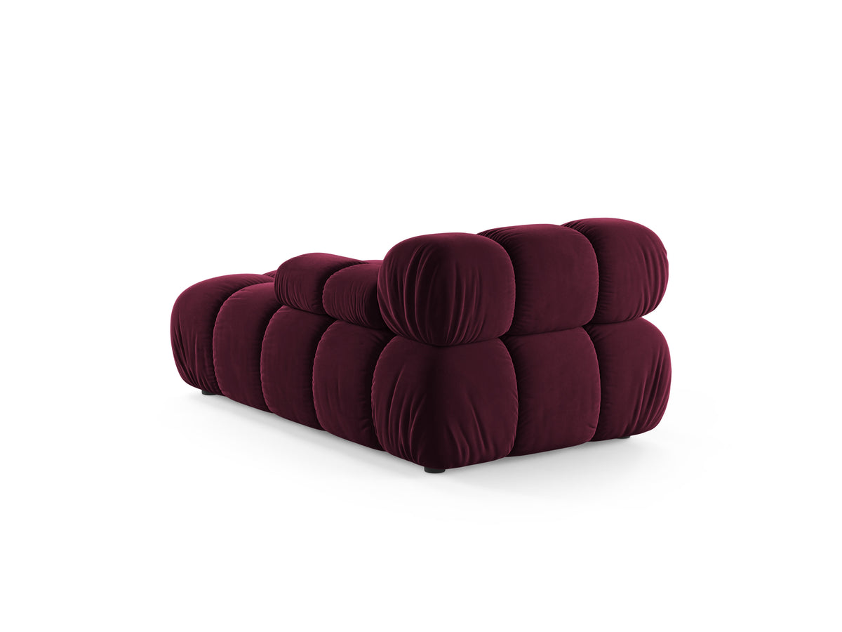 Right-facing BELLIS chaise longue in burgundy velvet