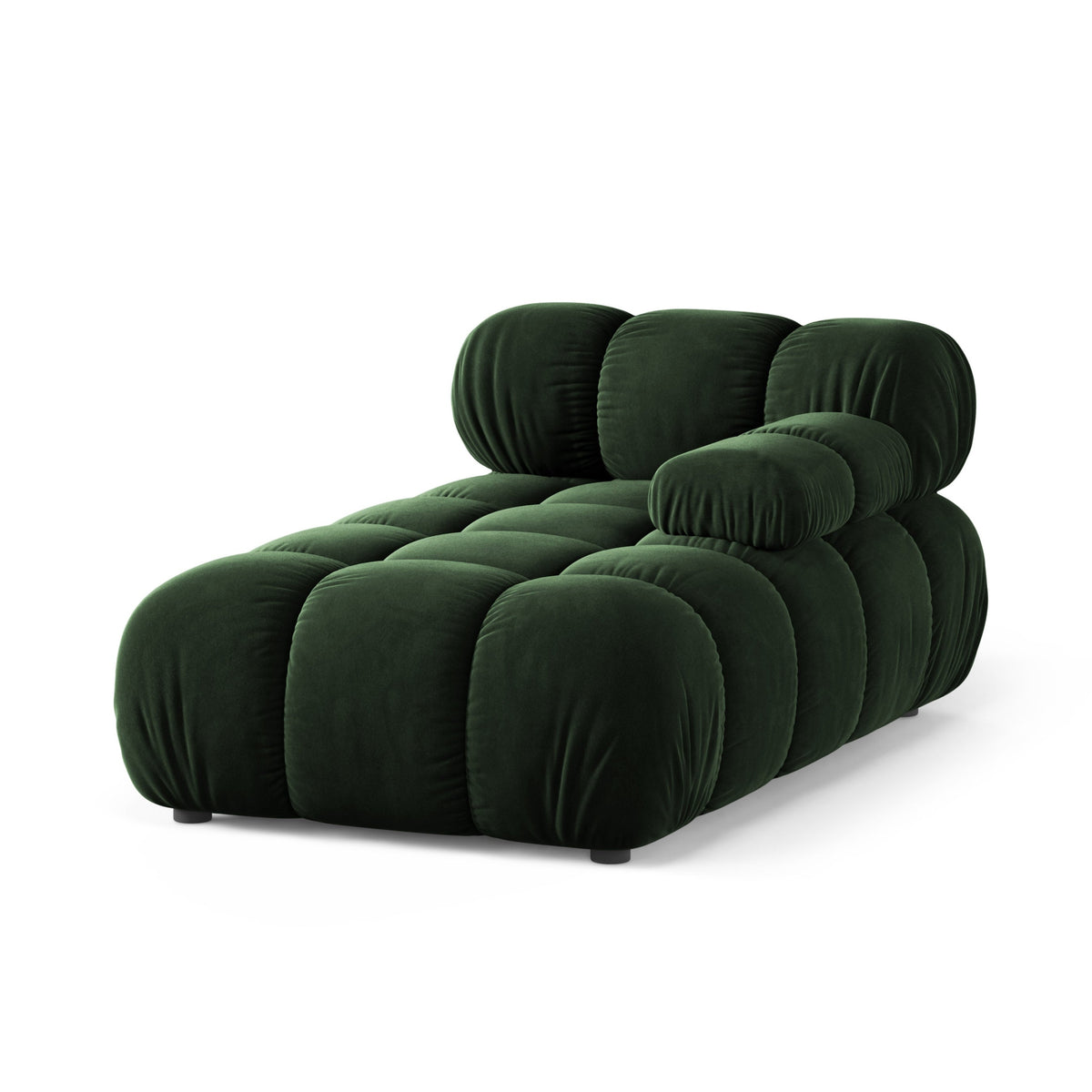Right-facing chaise longue BELLIS in bottle green velvet