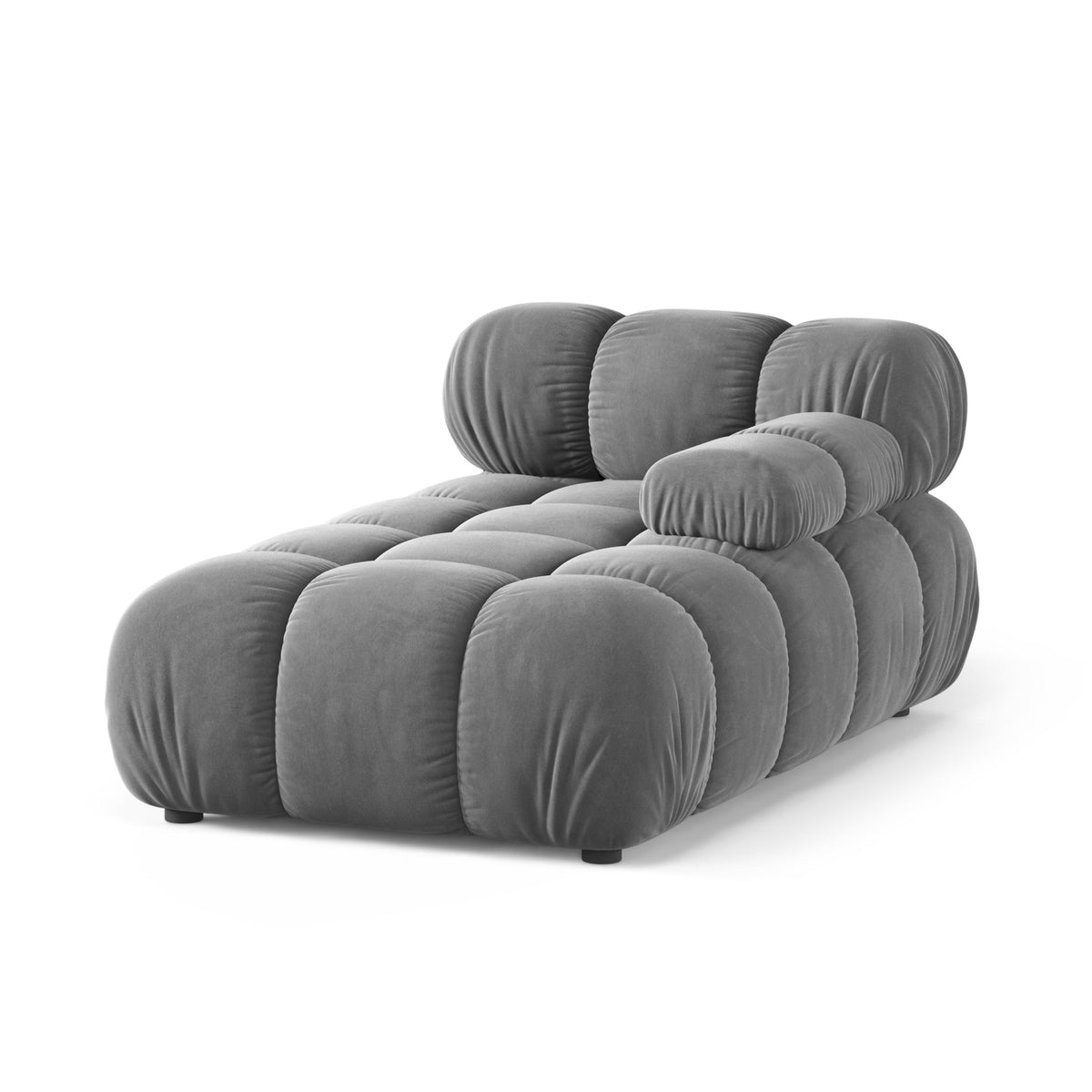Right-facing chaise lounge BELLIS in gray velvet