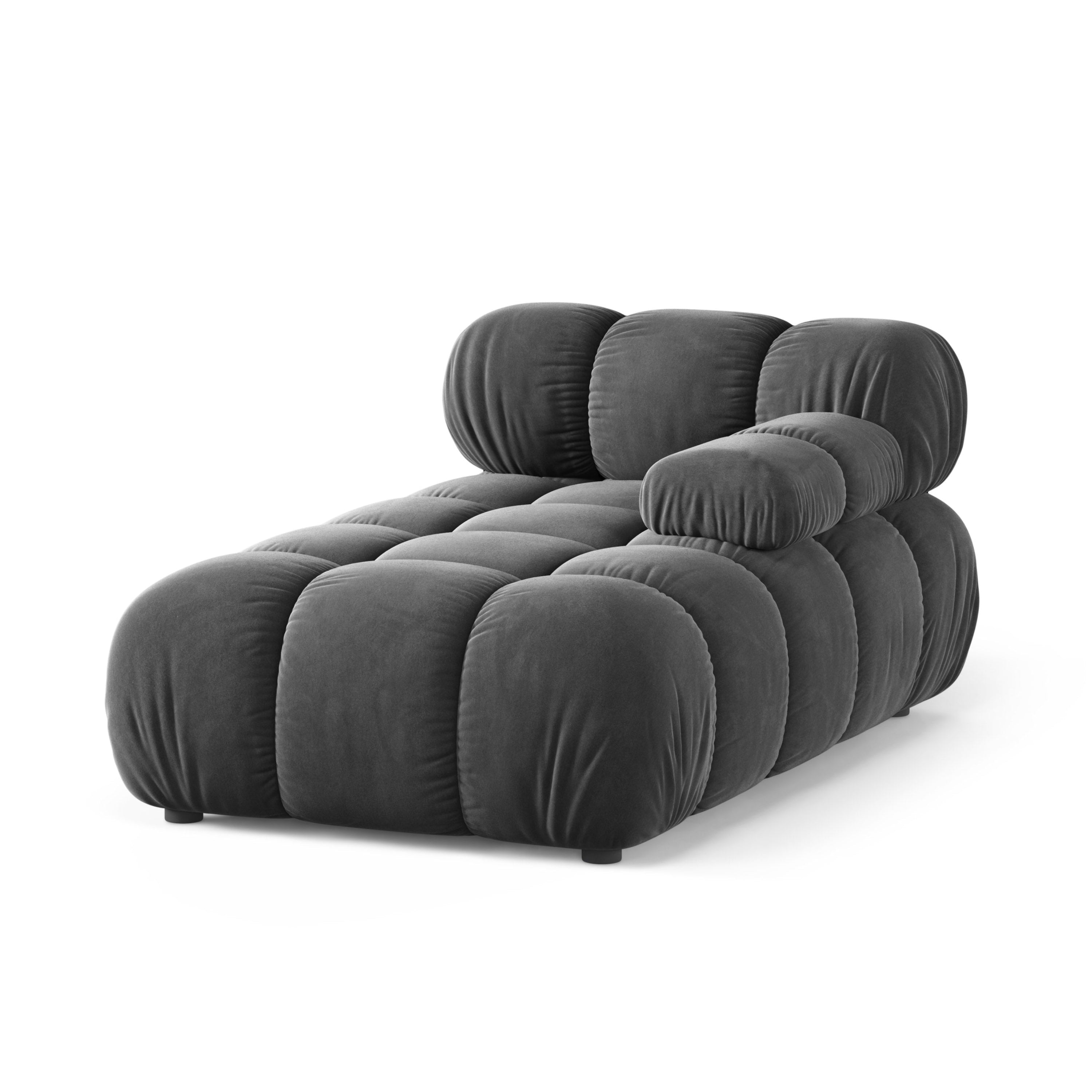 Right-facing BELLIS chaise longue in dark gray velvet