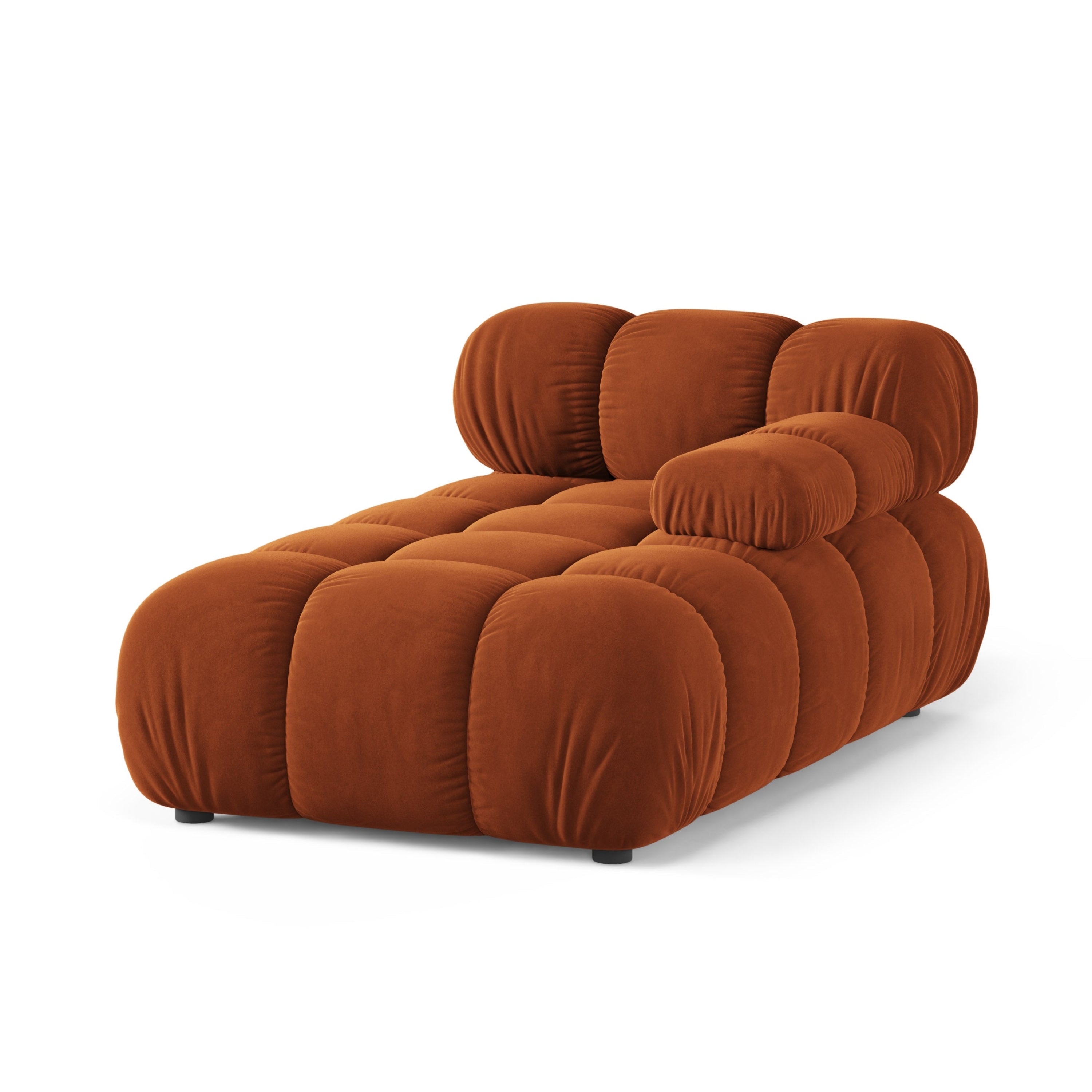 Right-facing velvet chaise longue BELLIS in brick red
