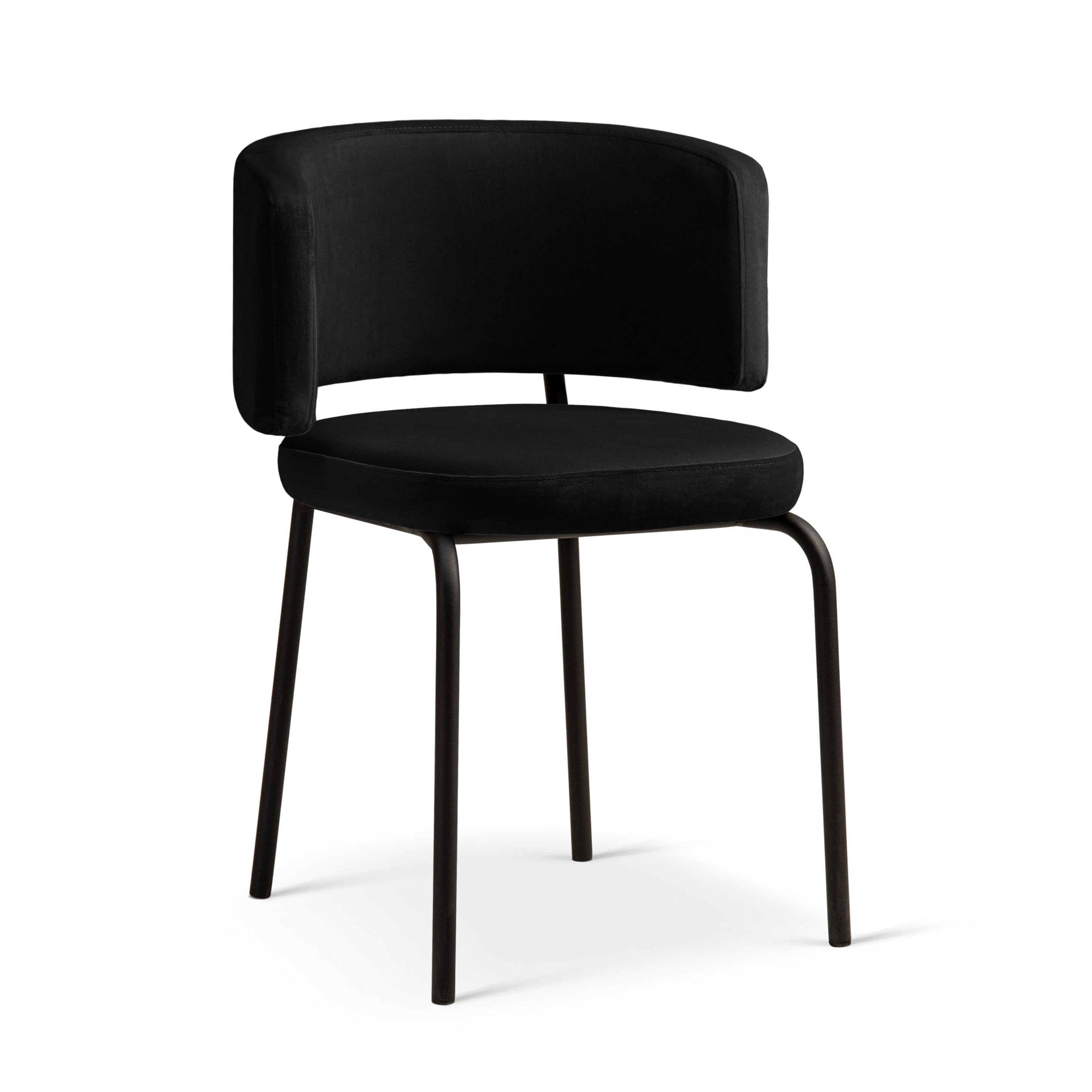 DORA Black Velvet Chair with Black Base