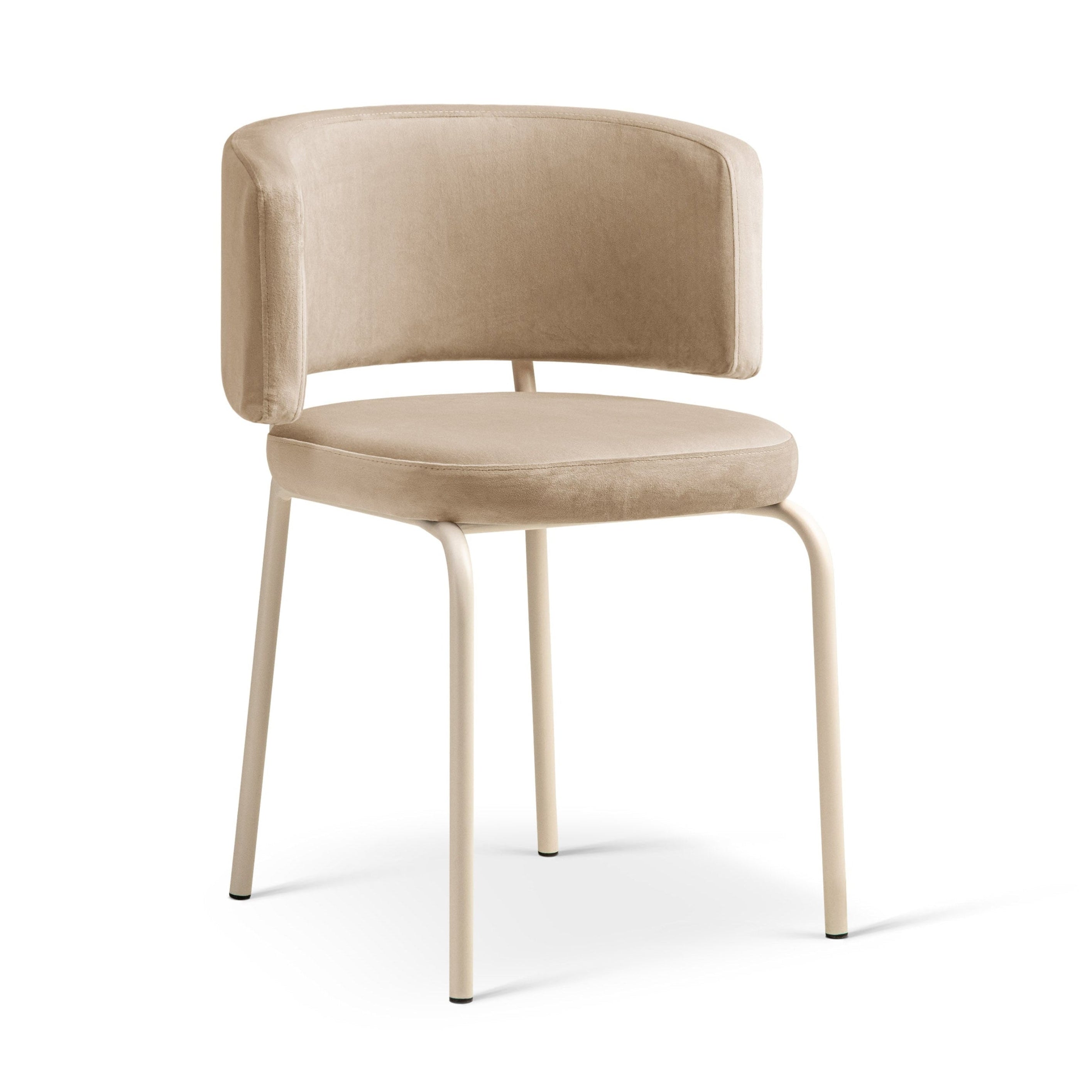 DORA Almond Beige Velvet Chair with Beige Base