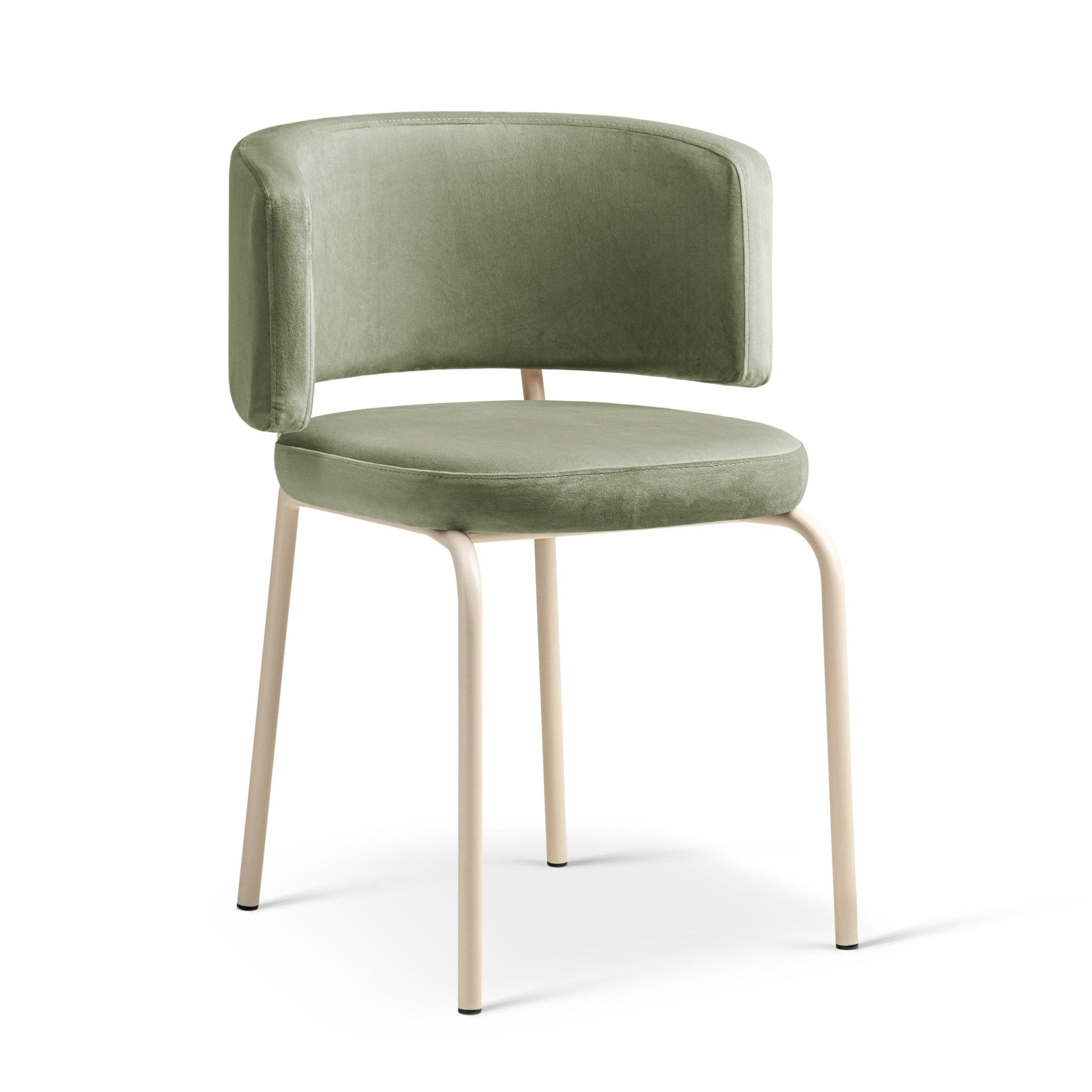 DORA Green Velvet Chair with Beige Base