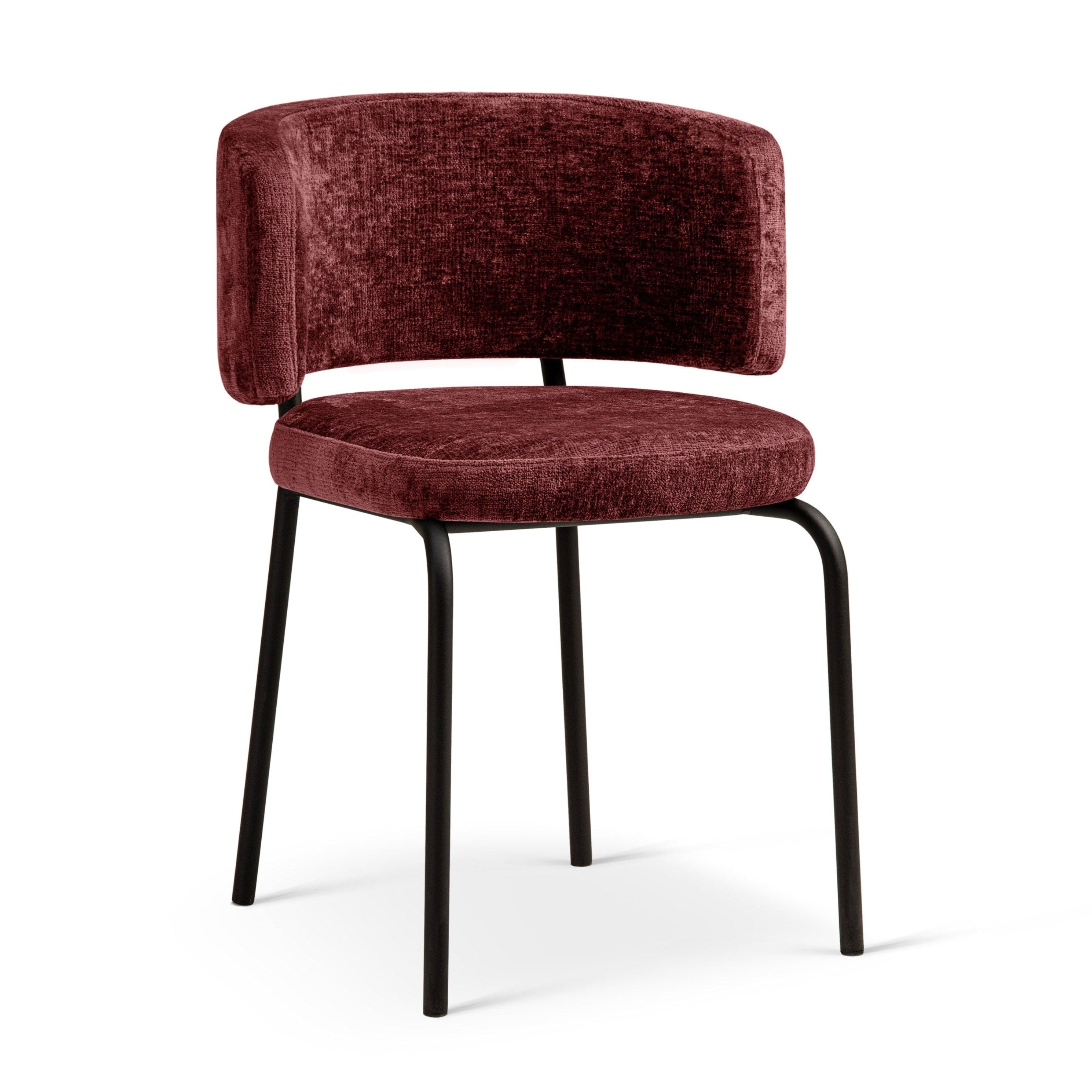 DORA Cherry Chenille Chair with Black Base