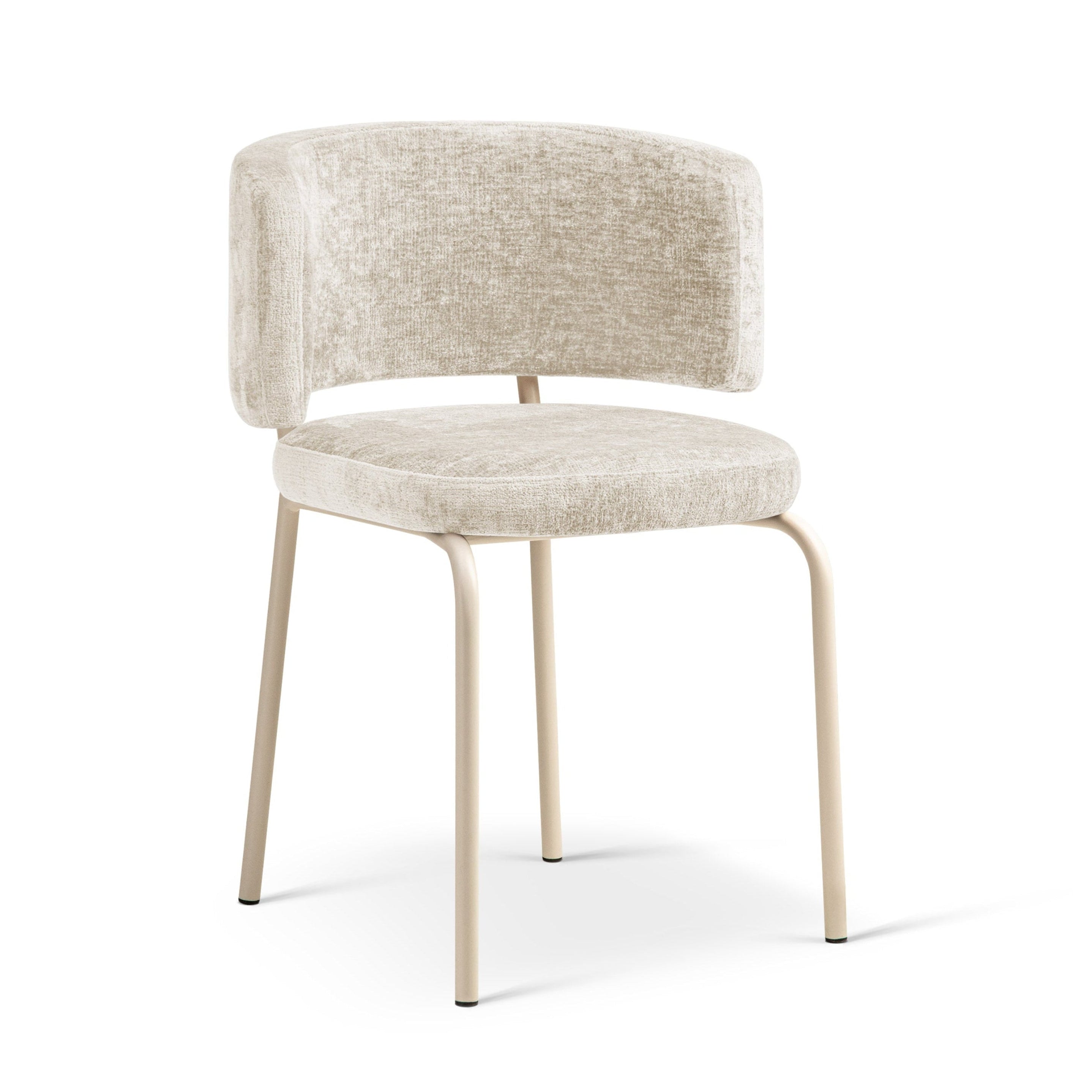 DORA Light Beige Chenille Chair with Beige Base